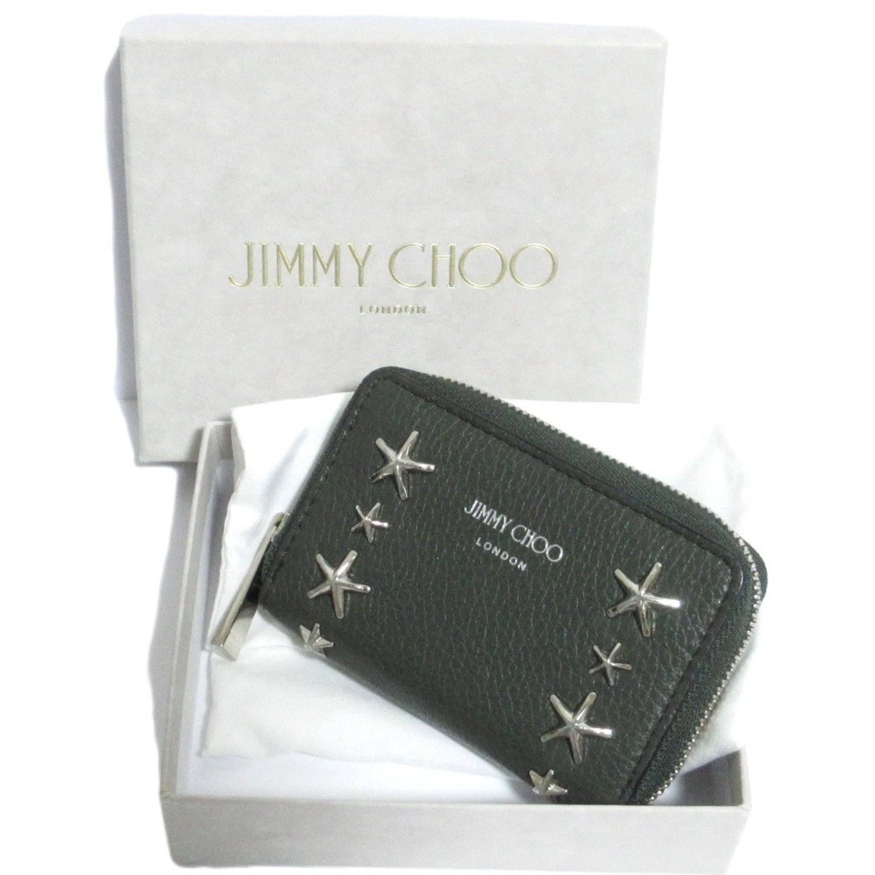 JIMMY CHOO Danny Star Studs Wallet/Coin Case, Sage