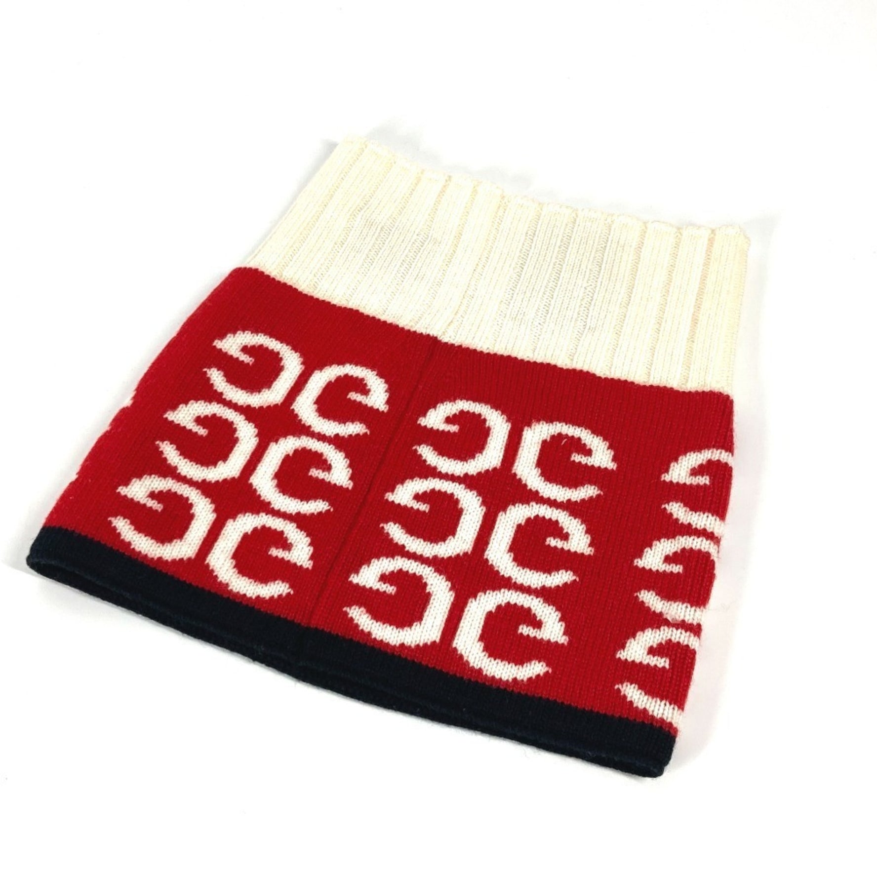 GUCCI Logo Neck Warmer Accessory Scarf Wool Men Women Red
