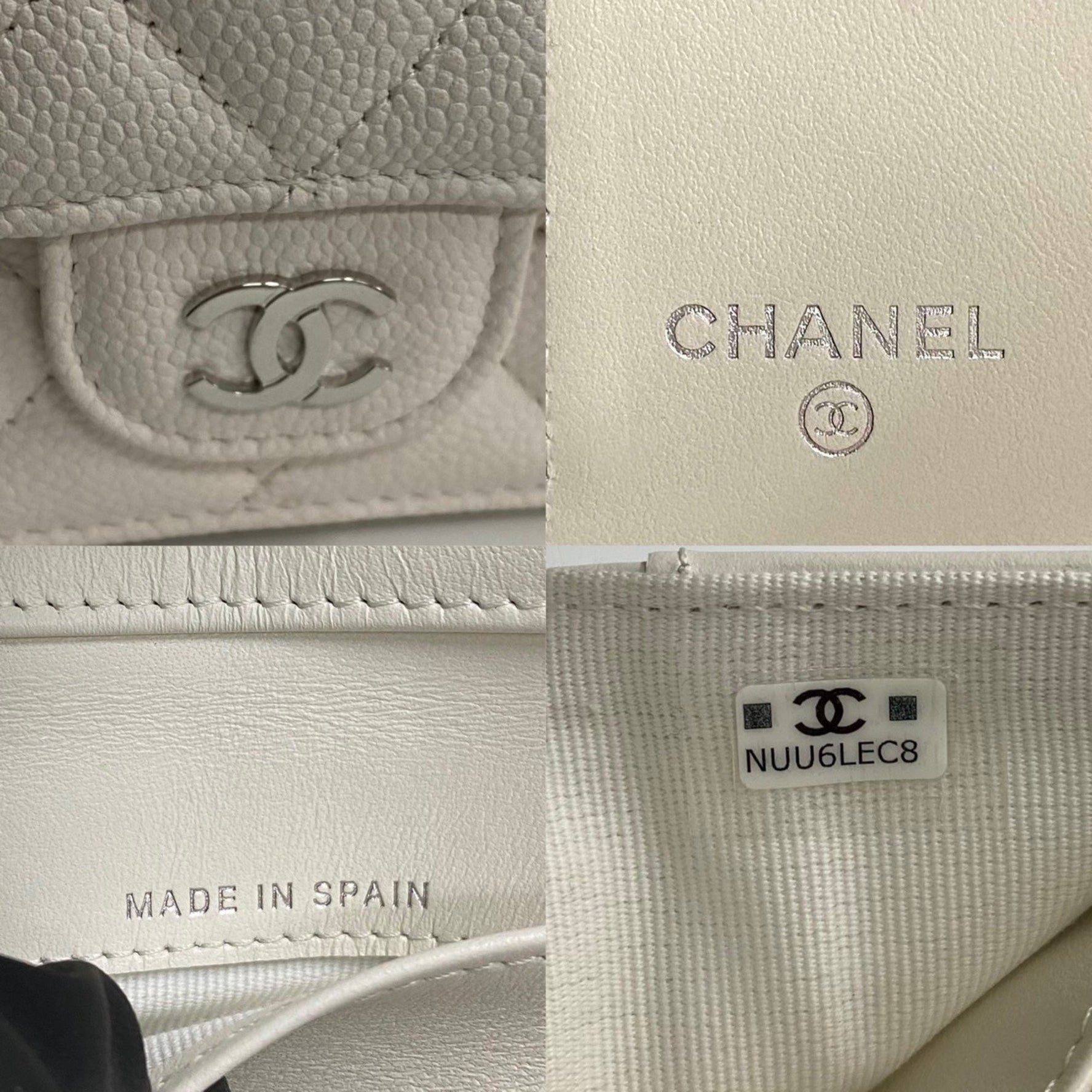 CHANEL Matelasse Coco Mark Leather and Caviar Skin Tri-fold Wallet