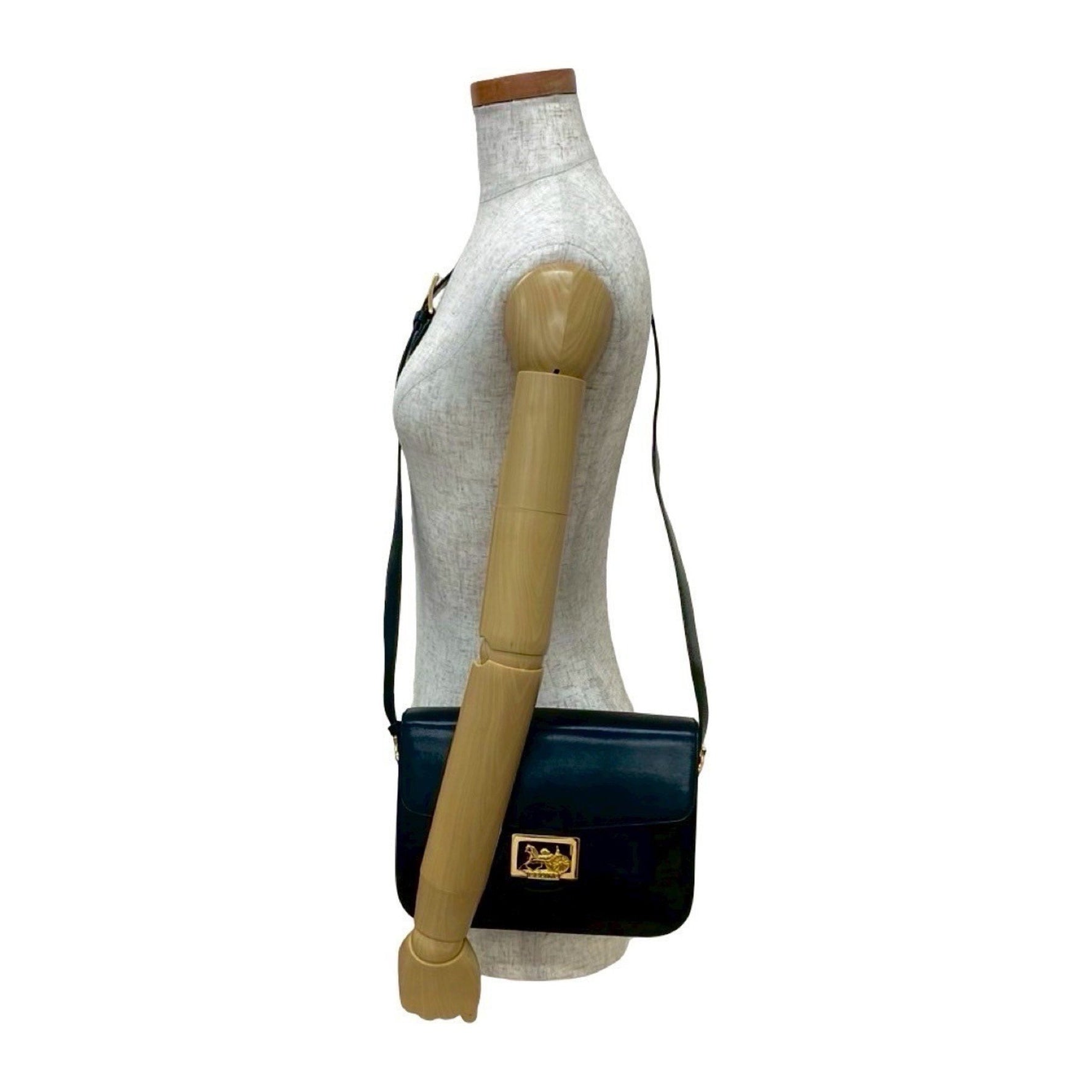 CELINE Vintage Carriage Hardware Calf Leather Shoulder Bag/Pochette/Sacoche in