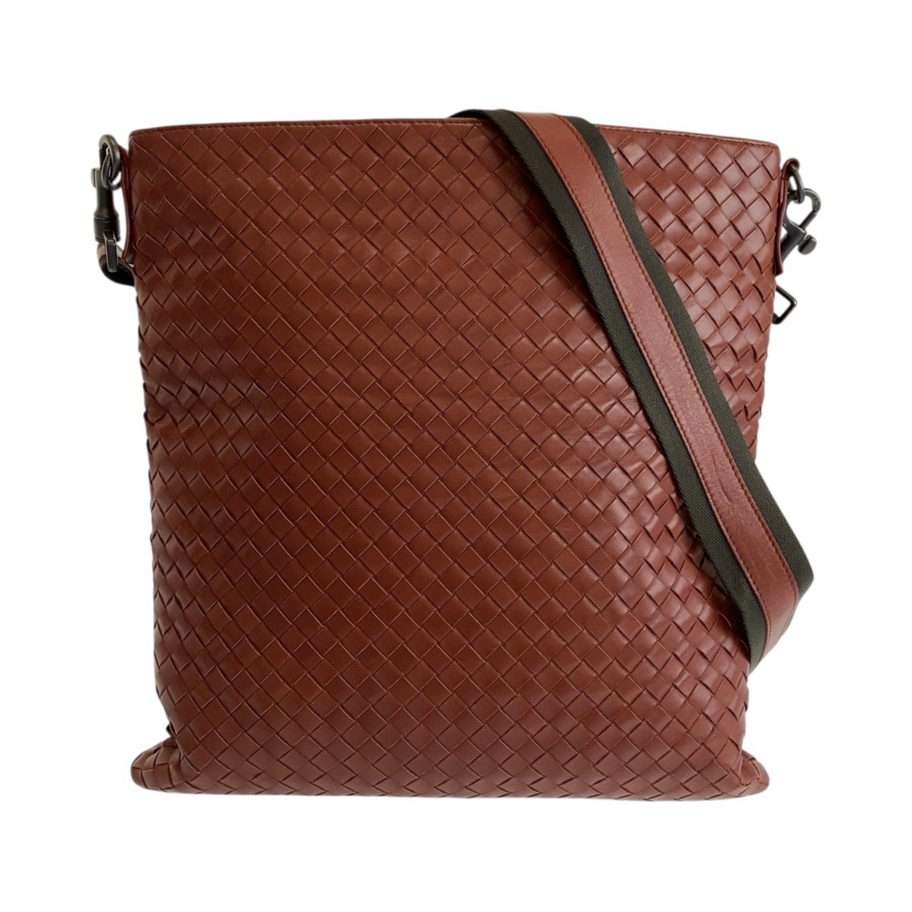 BOTTEGAVENETA Bottega Veneta Intrecciato Gunmetal Hardware Leather Shoulder Bag Messenger