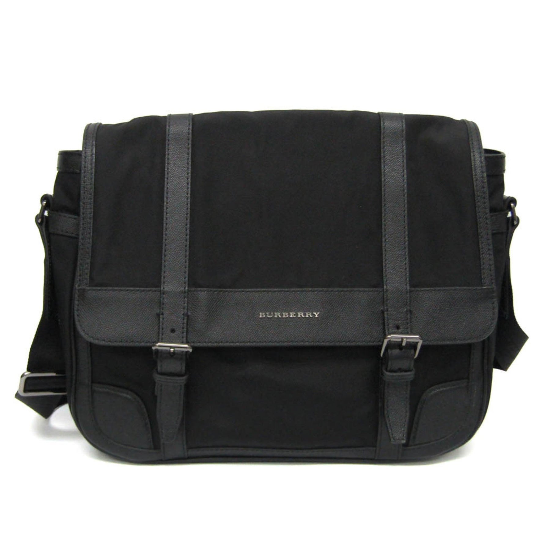 Burberry Men,Women Leather,Nylon Canvas Shoulder Bag Black