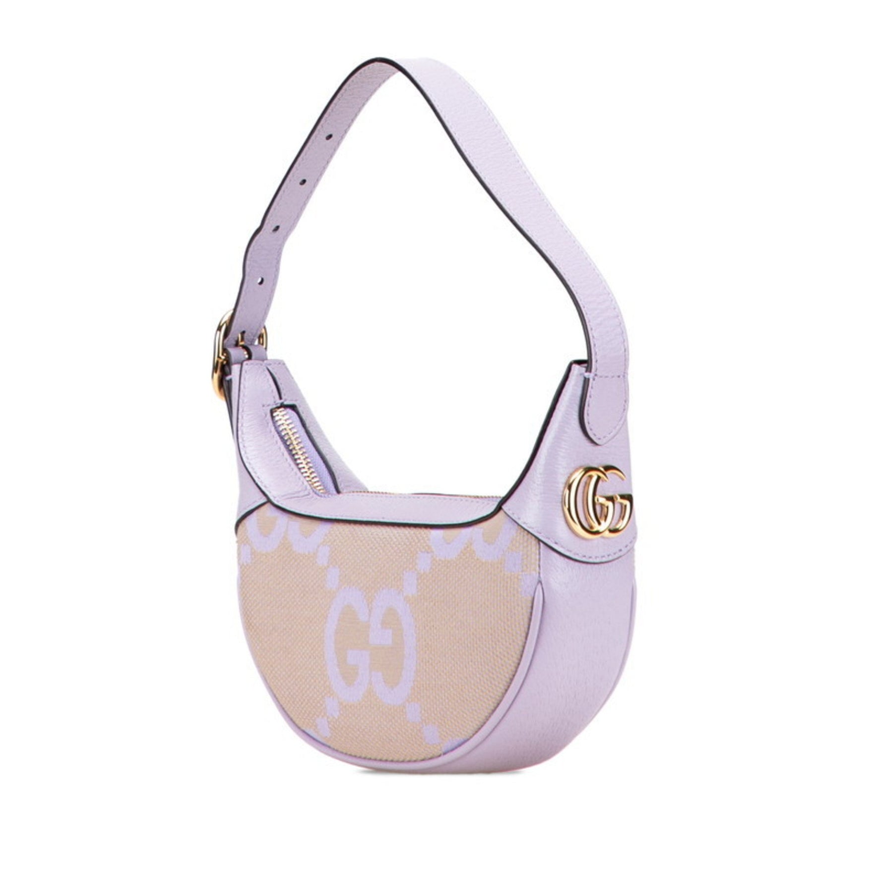 Gucci Jumbo GG Mini Bag, Handbag, One-Shoulder Purple and Beige Canvas Leather