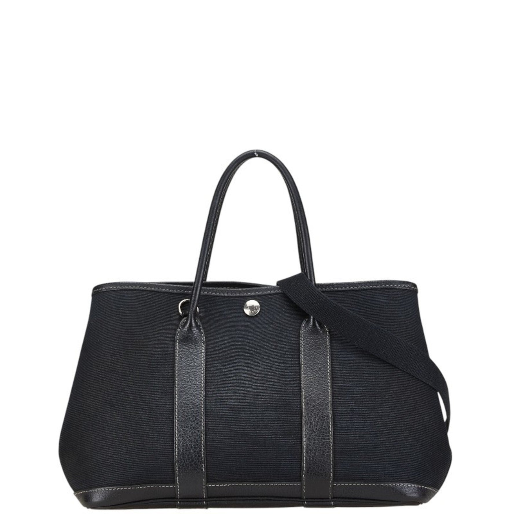 Hermes Garden TPM Handbag Shoulder Bag Black Toile Officier Leather Women's HERMES