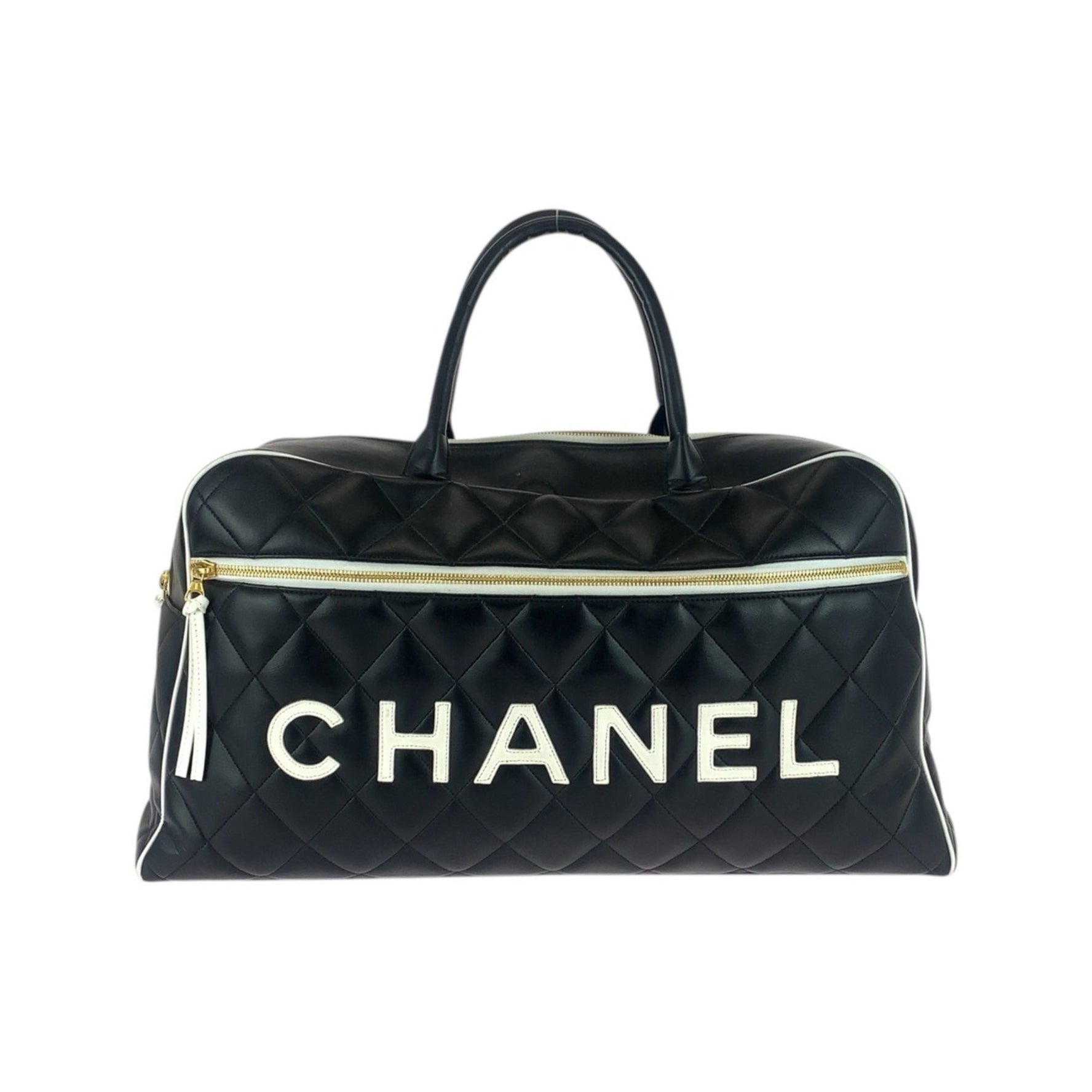 CHANEL Vintage Matelasse Leather Boston Bag with Gold Hardware
