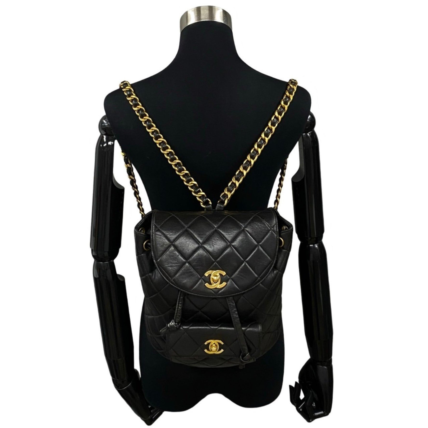CHANEL Matelasse Coco Mark Lambskin Leather Chain Backpack Daypack