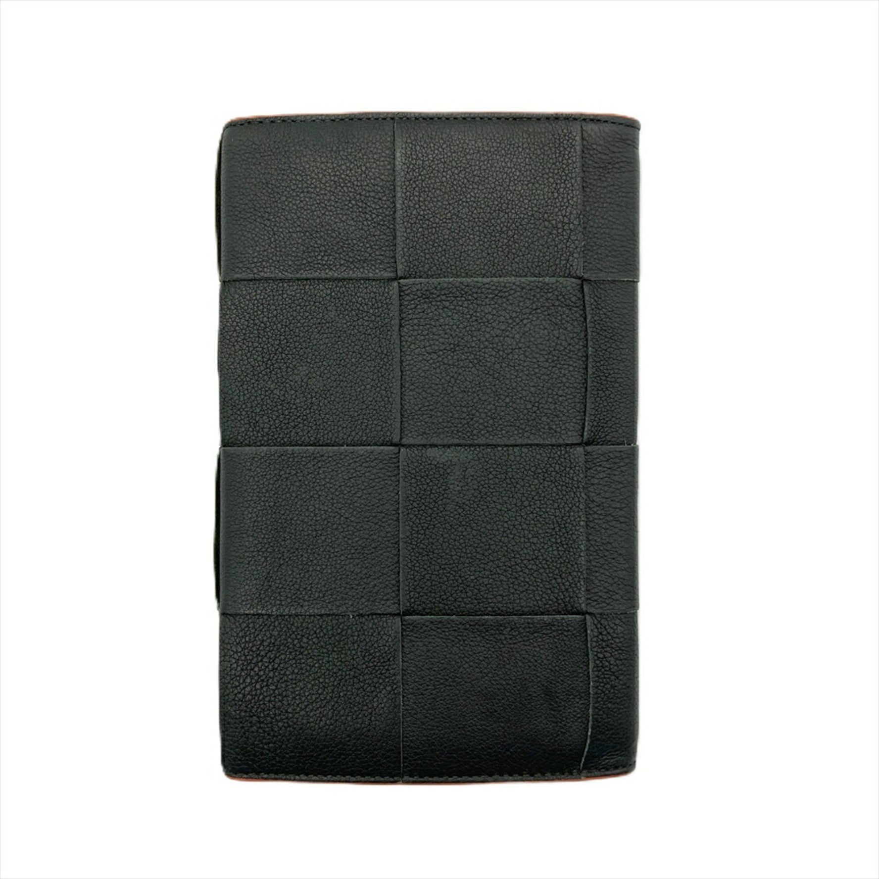 BOTTEGA VENETA Maxi Intrecciato Long Wallet Leather Black Bi-fold Billfold