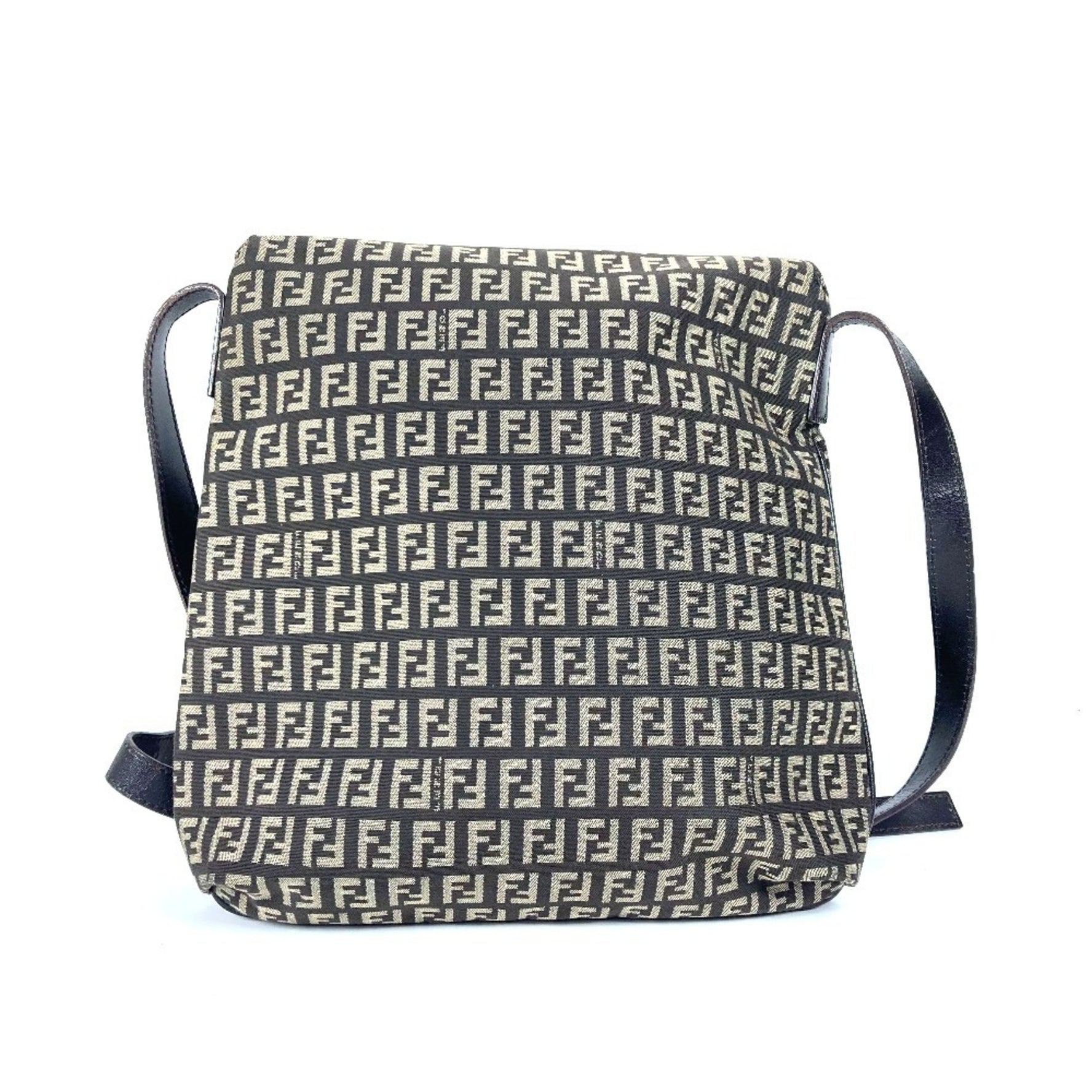 FENDI Zucca FF logo Zucchino bag flap crossbody pochette shoulder leather canvas ladies