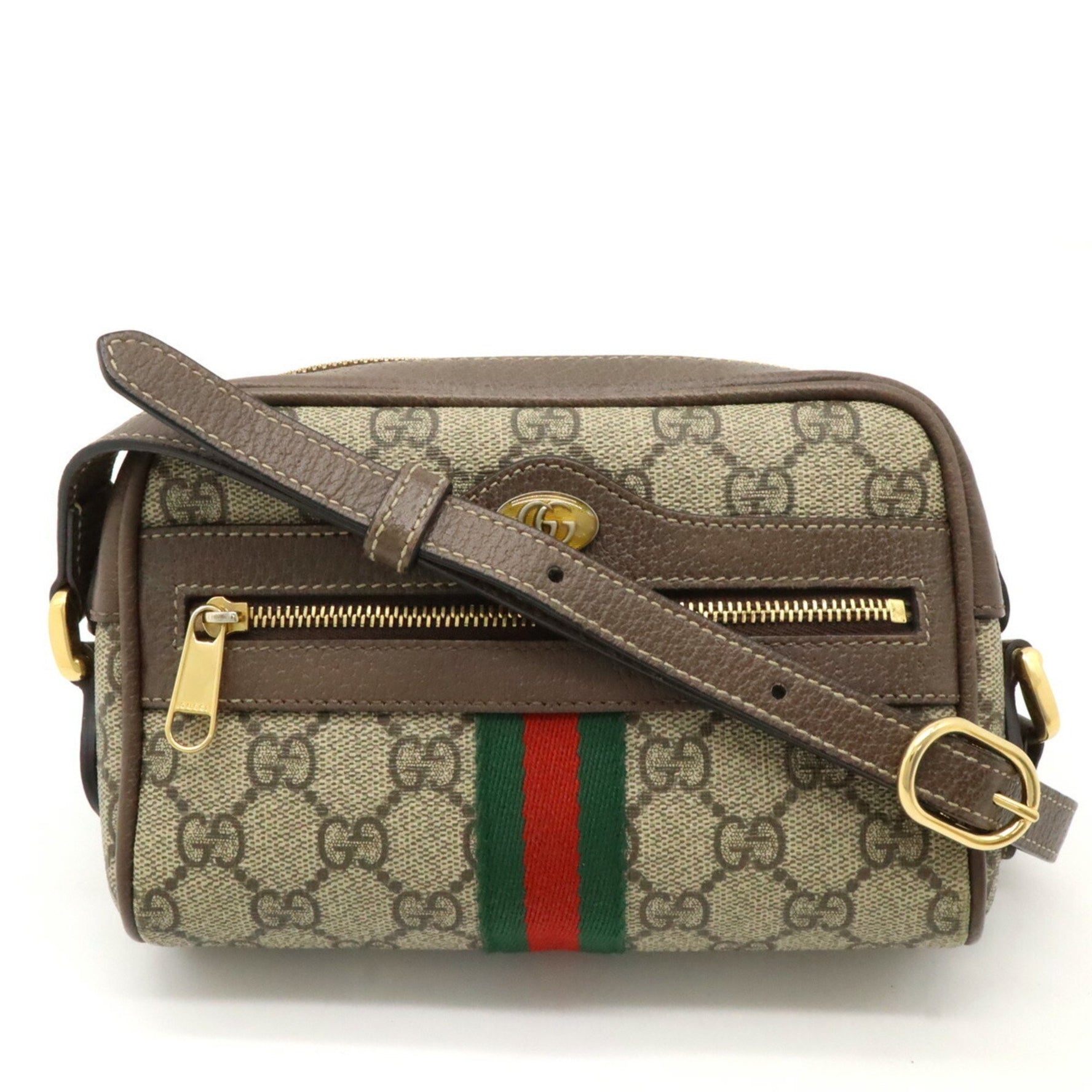 GUCCI Ophidia GG Supreme Sherry Line Shoulder Bag Pochette PVC Leather Beige Mocha Brown