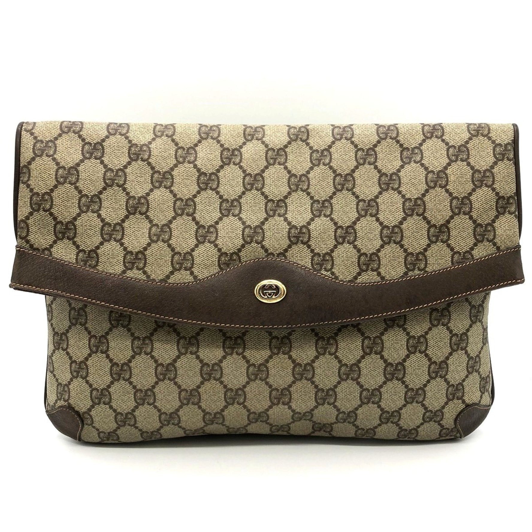 GUCCI Old 156 02 Clutch Bag/Second Bag/Pouch in GG Supreme Leather (Brown)