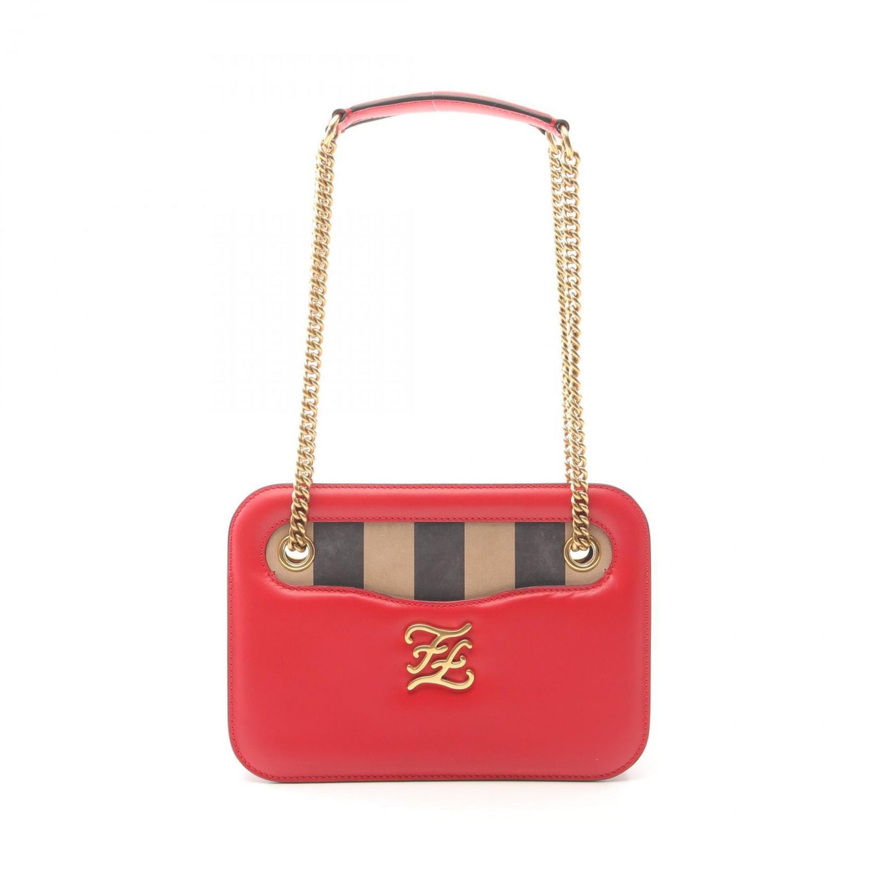 Fendi Karligraphy Shoulder Bag, Leather, Red