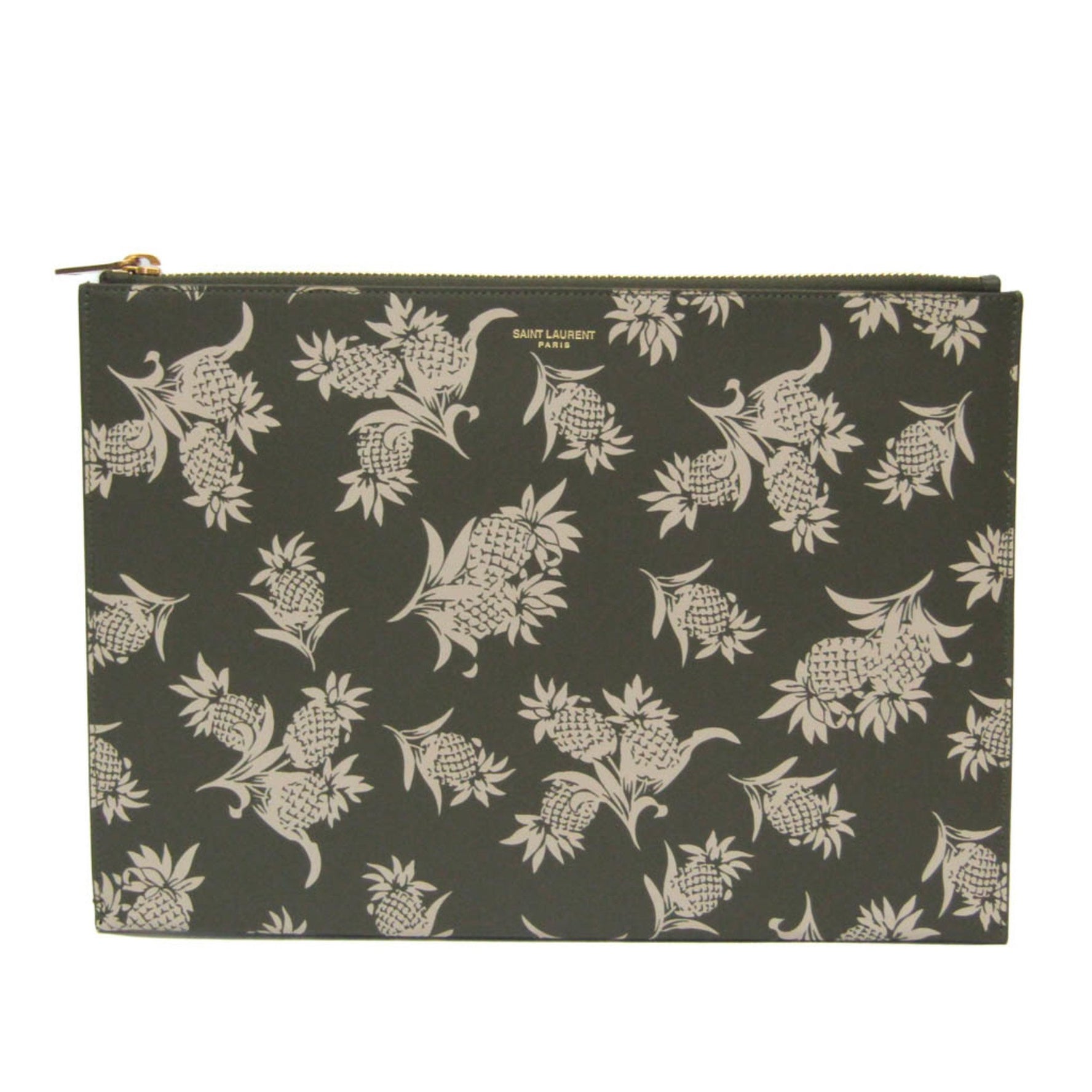 Saint Laurent Pineapple Pattern Women's Leather Clutch Bag Beige,Khaki