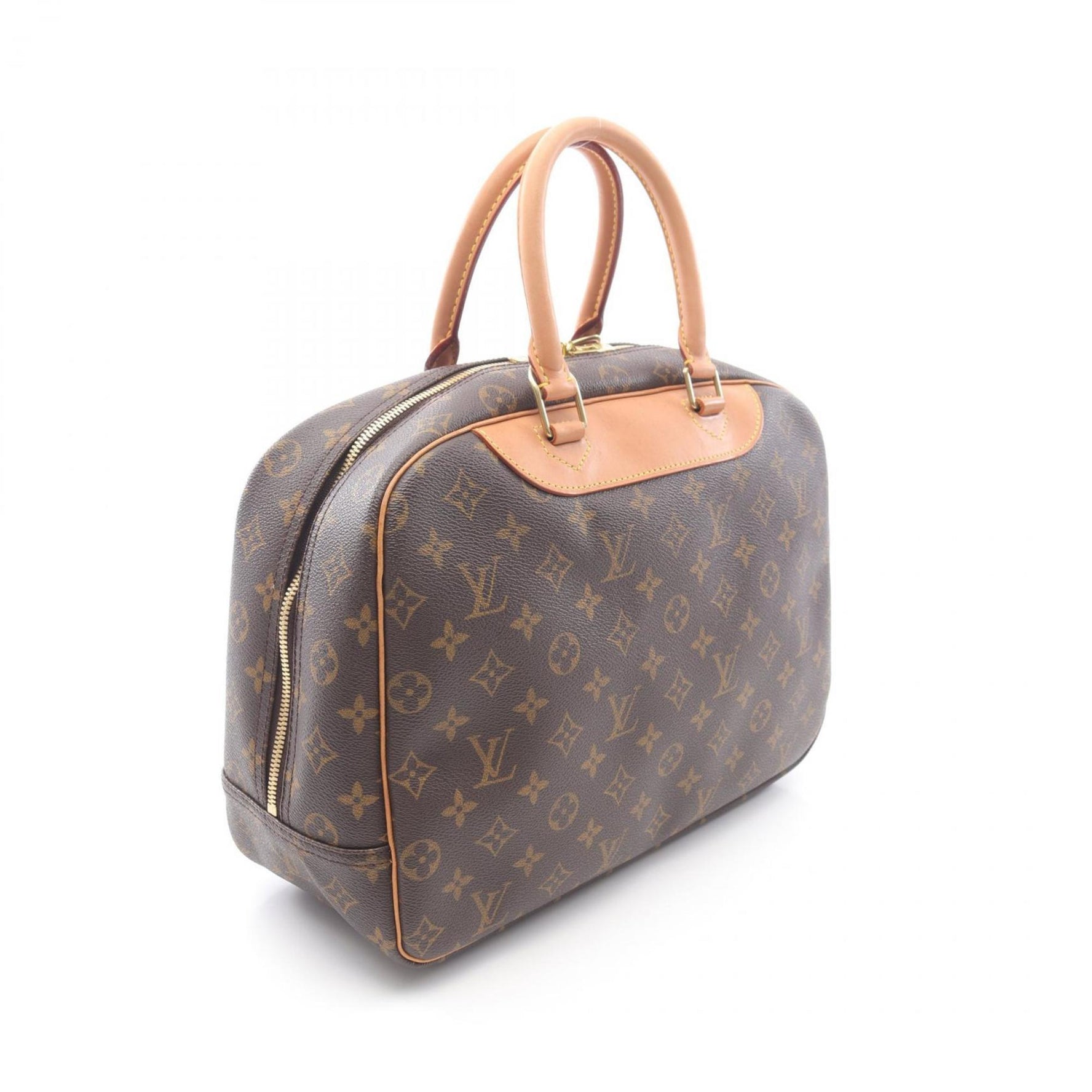 Louis Vuitton Deauville Bowling Vanity Handbag in Coated Canvas and Leather with Monogram Design