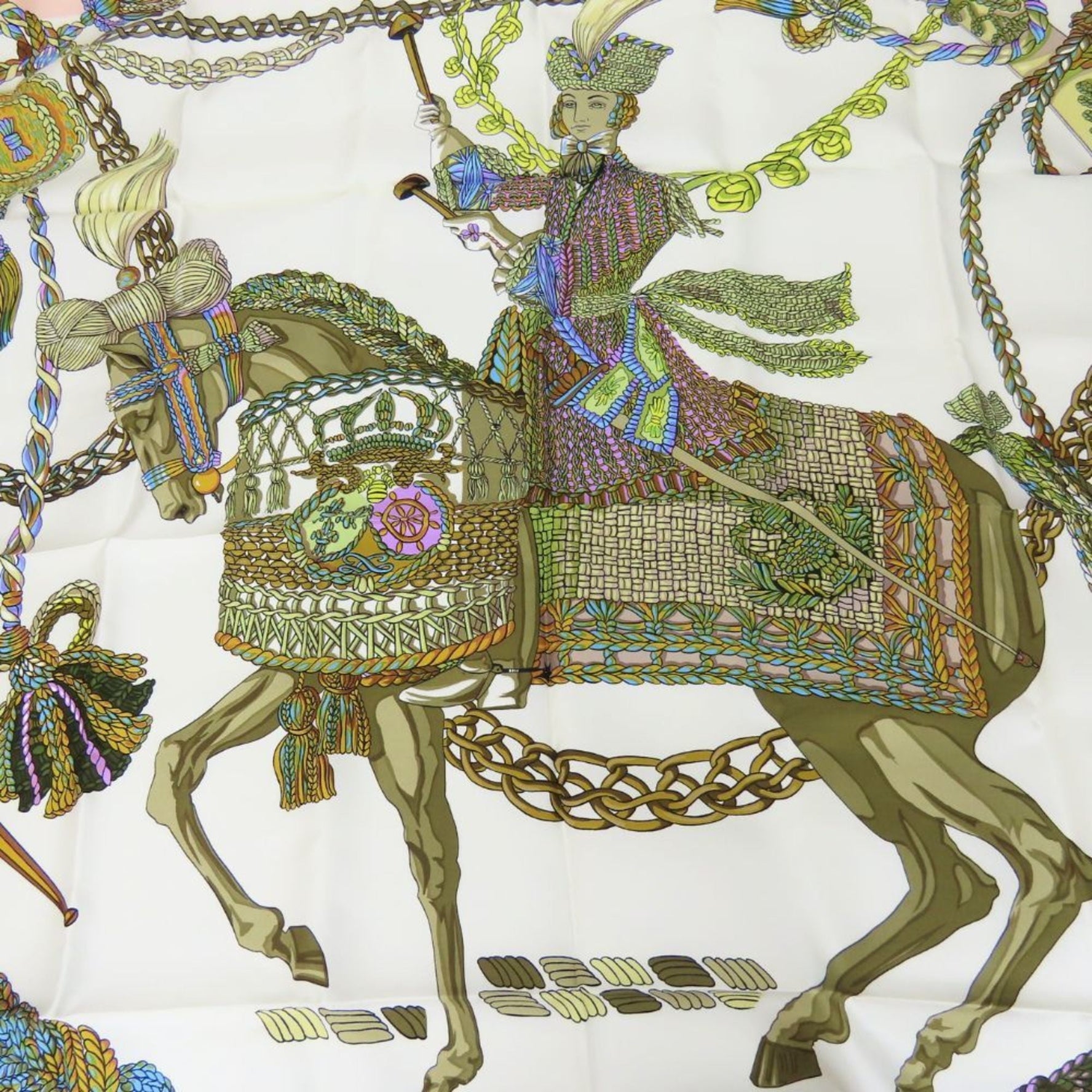 Hermes Hermès Le Timbalier Carré 90 Scarf, Silk, Pink Multicolor