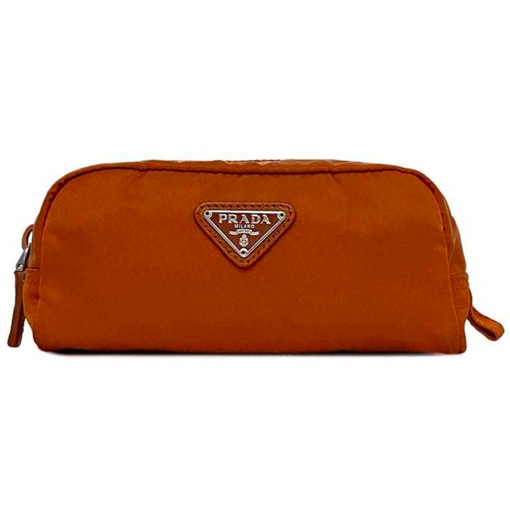 Prada pouch tessuto nylon leather 42 triangle plate ladies men