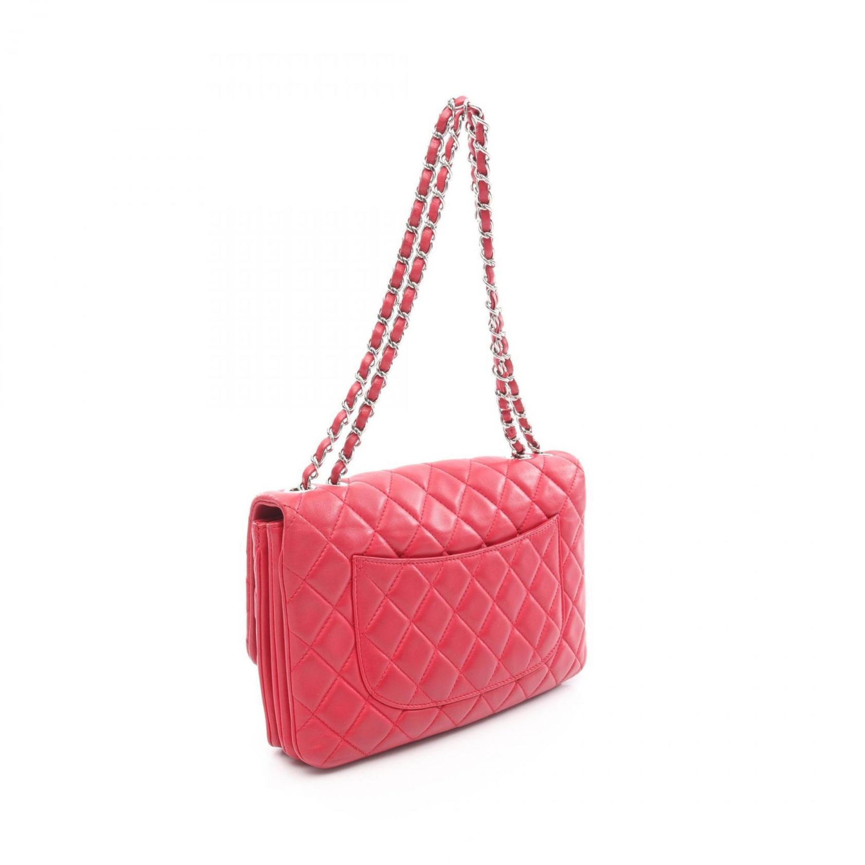 CHANEL Matelasse Shoulder Bag in Lambskin Leather, Women's, Red