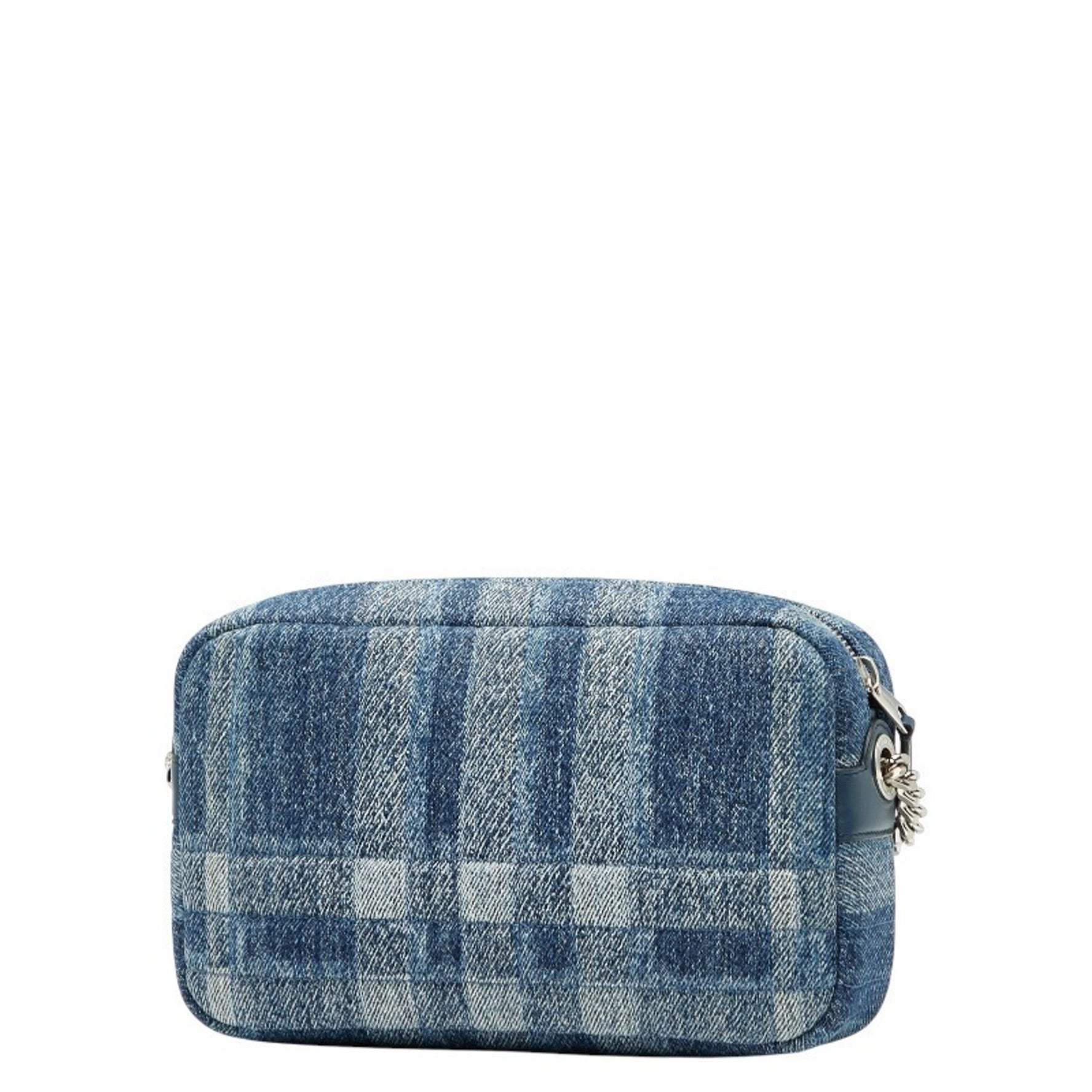 Burberry Check TB Logo Shoulder Bag Denim Leather