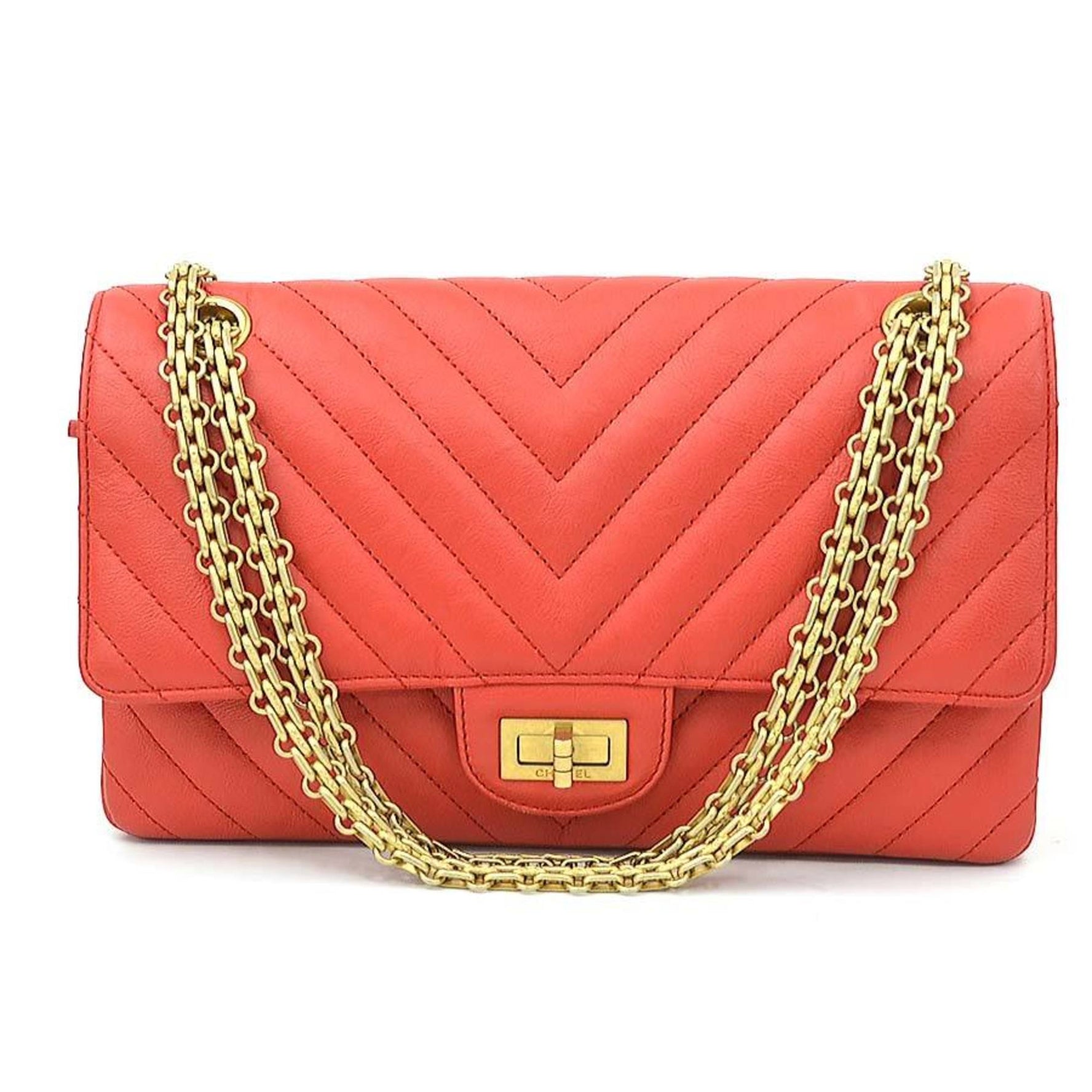 CHANEL Shoulder Bag 2.55 Leather Red