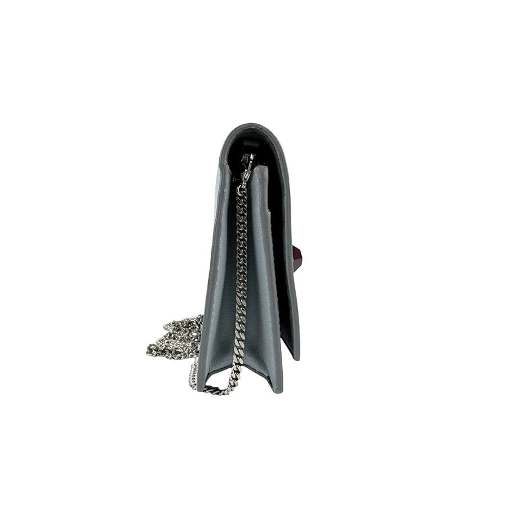 Fendi Chain Wallet, Light Gray Leather