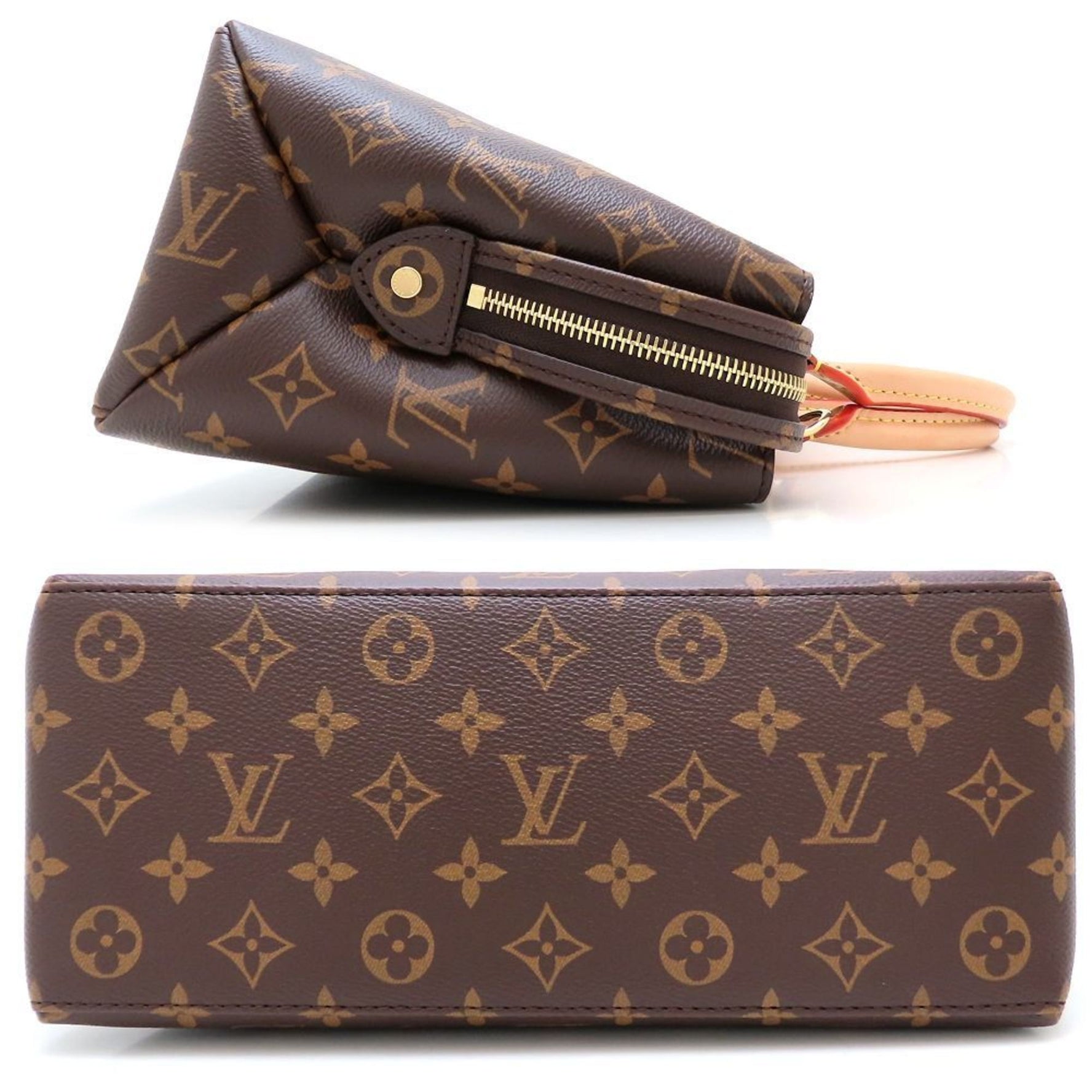 LOUIS VUITTON Monogram Petit Palais PM Handbag Brown