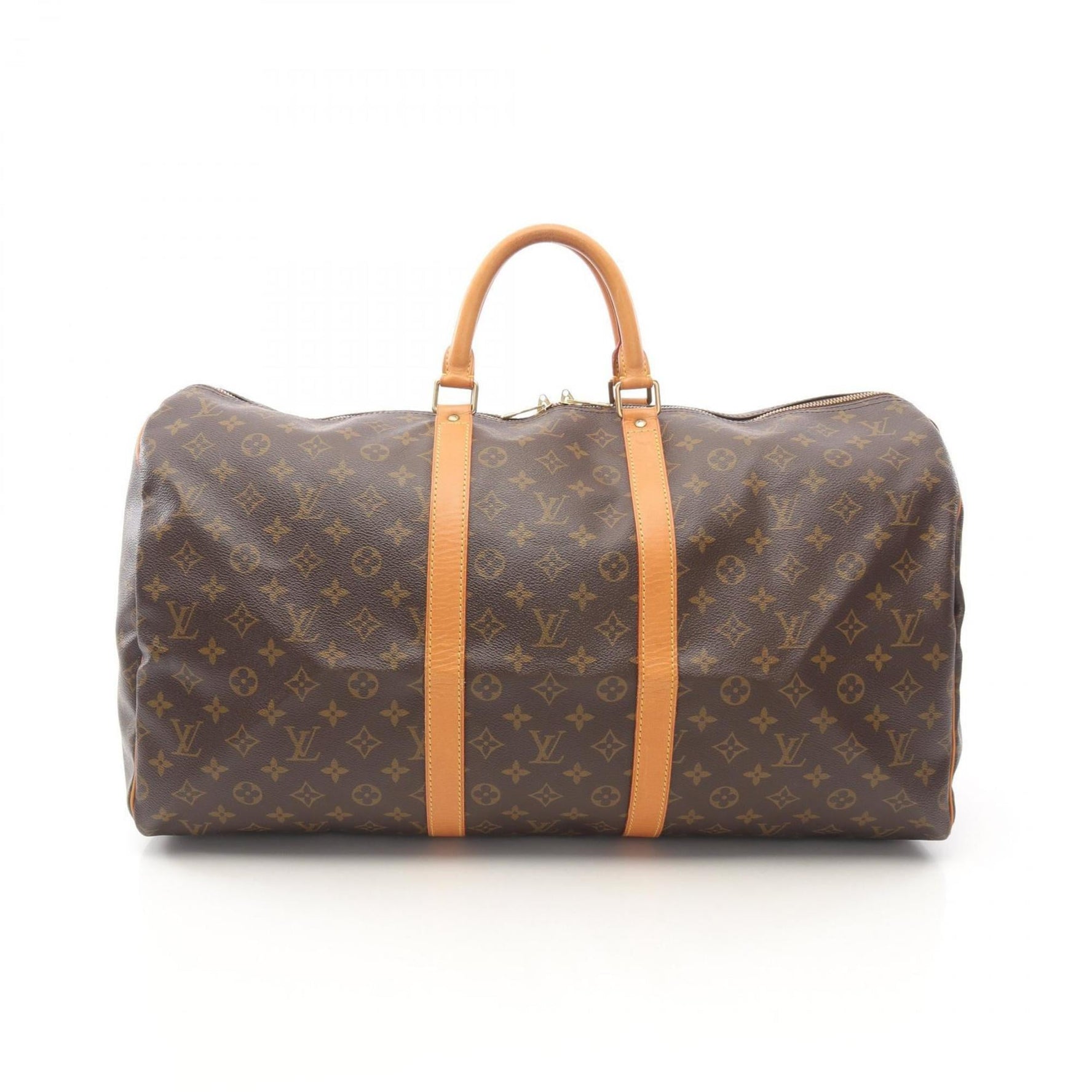 Louis Vuitton Keepall 55 Monogram Boston Bag, Coated Canvas and Leather, Brown, Women