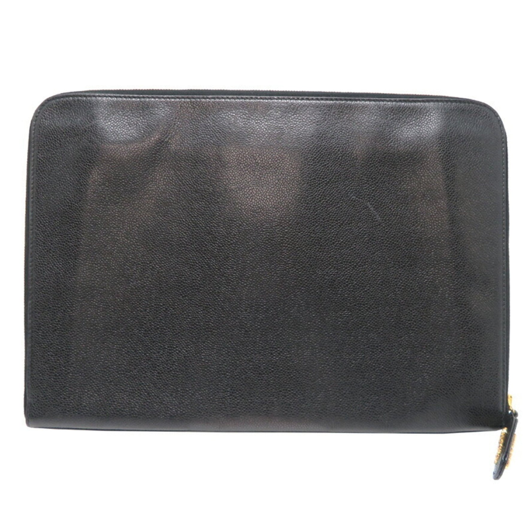 Chanel Coco Mark PC Case Women's and Men's Clutch Bag Caviar Skin Black
