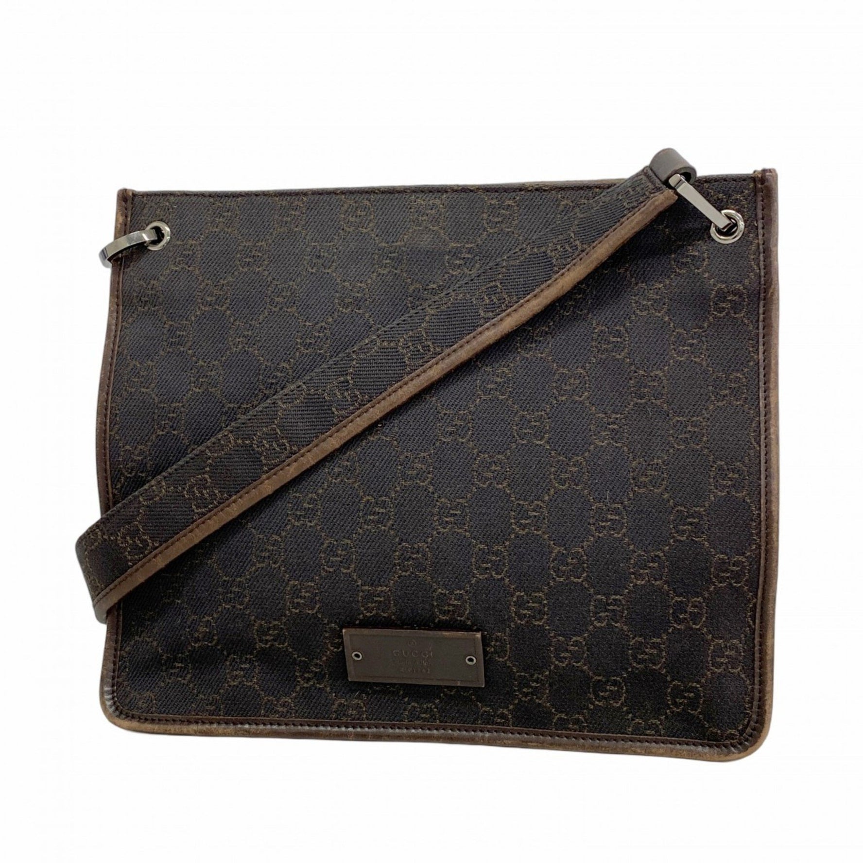 Gucci Shoulder Bag Denim Black Brown