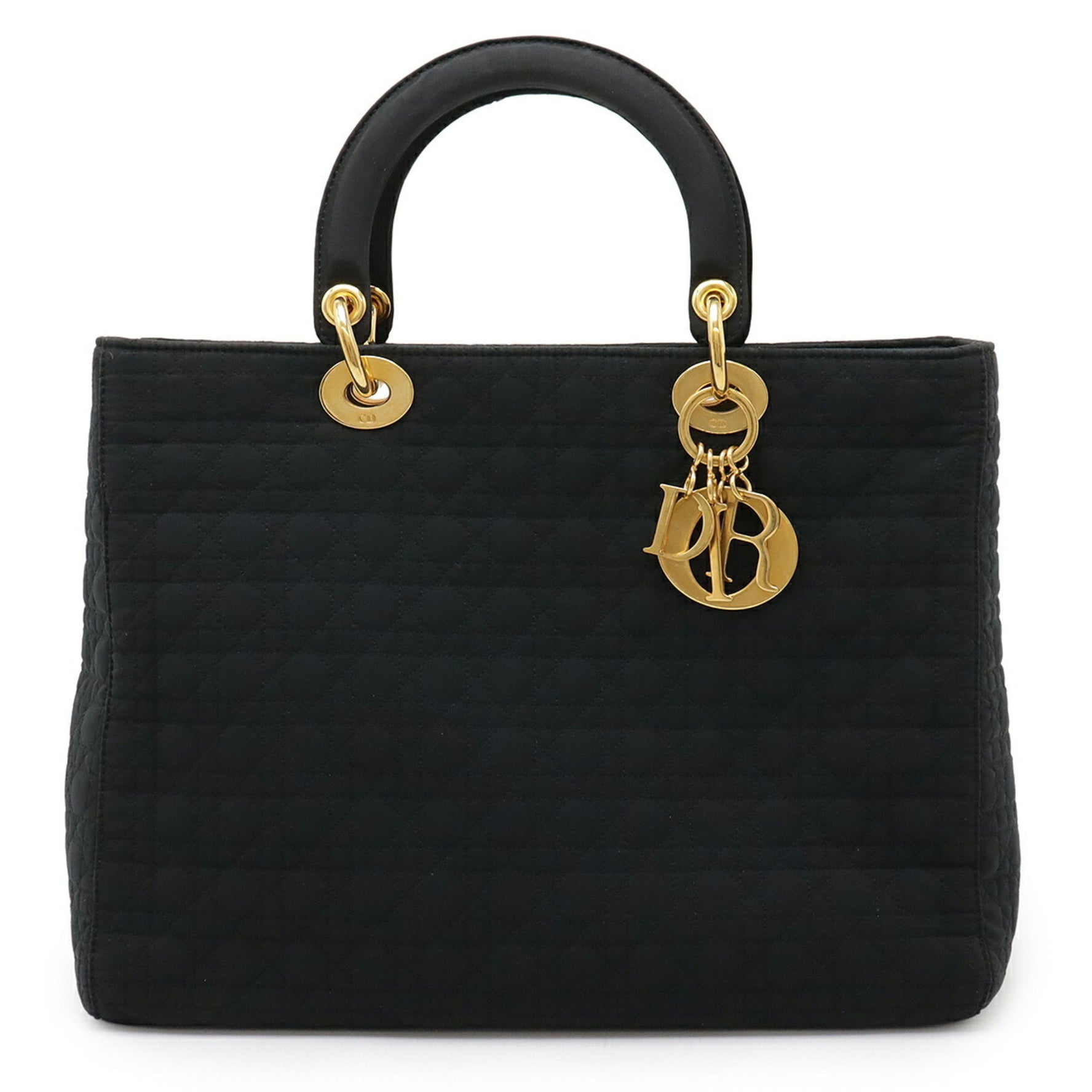 Christian Dior Lady Cannage Handbag Tote Bag in Black Nylon