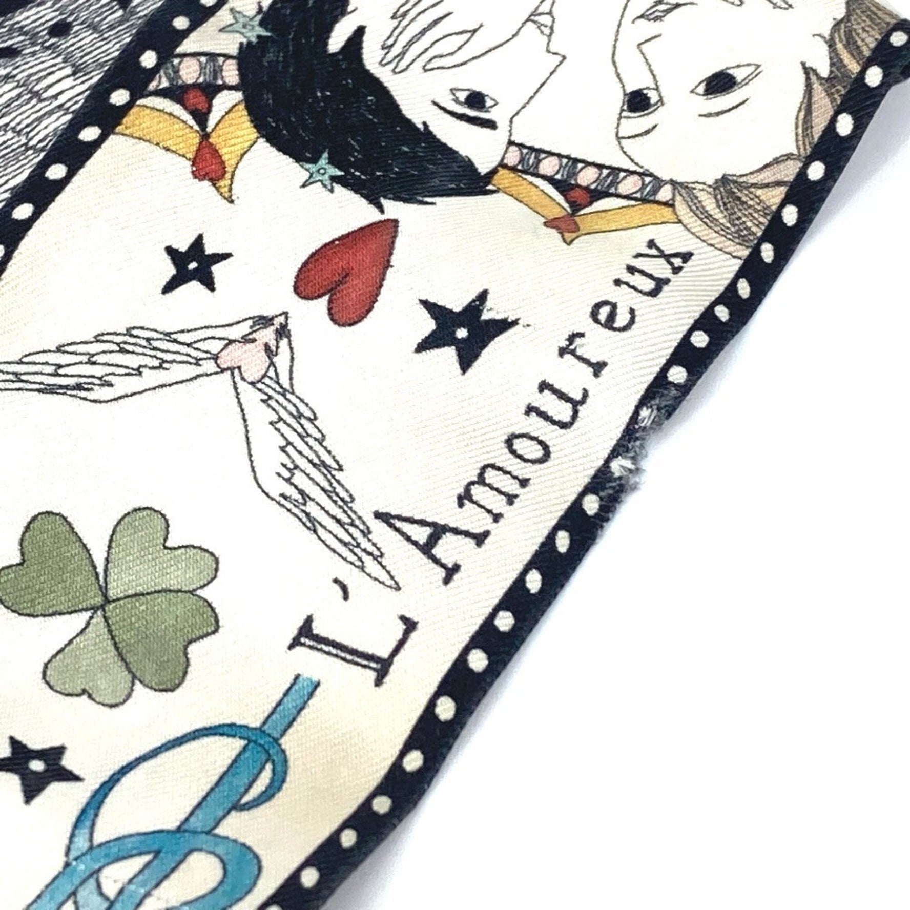 Christian Dior Dior Heart Pattern Mitza Bandeau Scarf Silk Multicolor