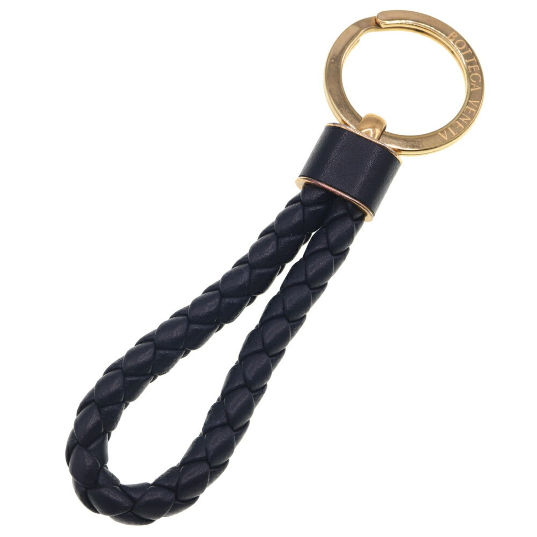 Bottega Veneta Key Ring Intrecciato Dark Navy Leather Women Men BOTTEGA VENETA