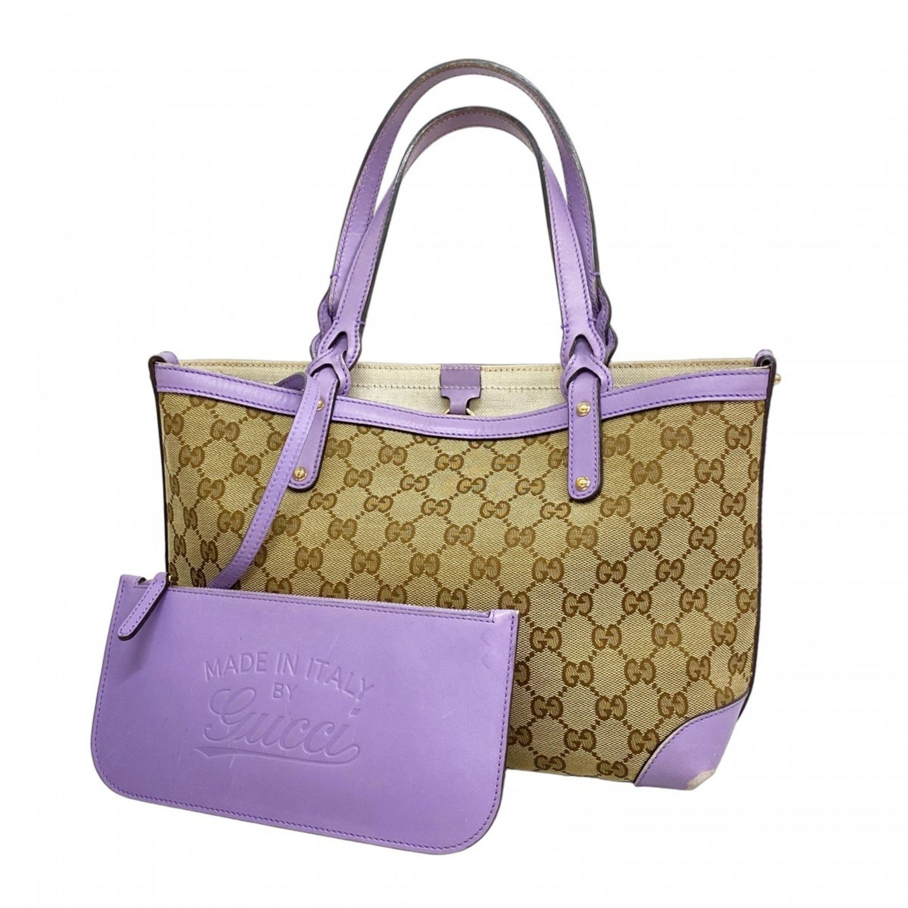 Gucci Tote Bag GG Canvas Beige Purple Champagne