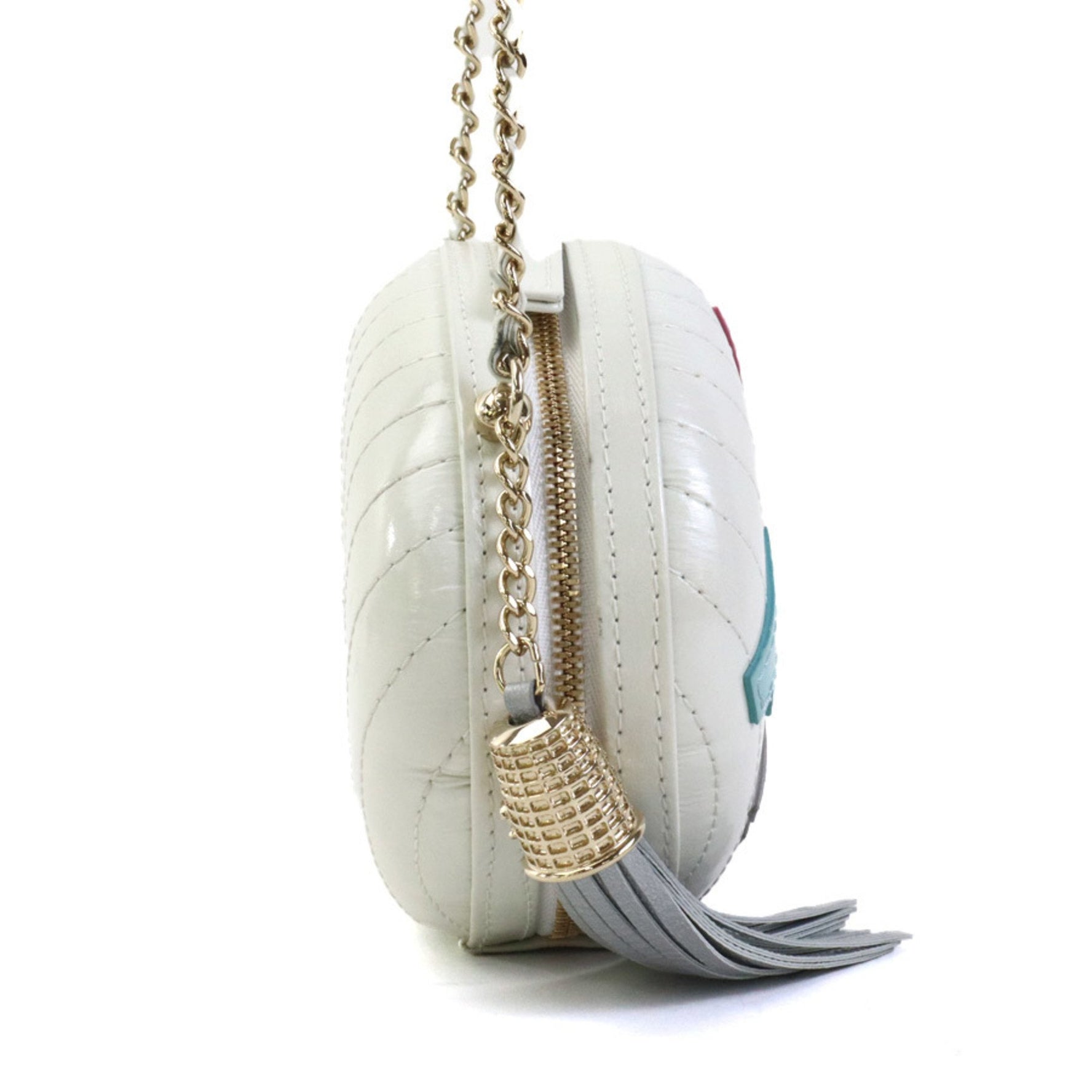 CHANEL Shoulder Bag LA PAUSA Leather/Metal Off-White/Gold