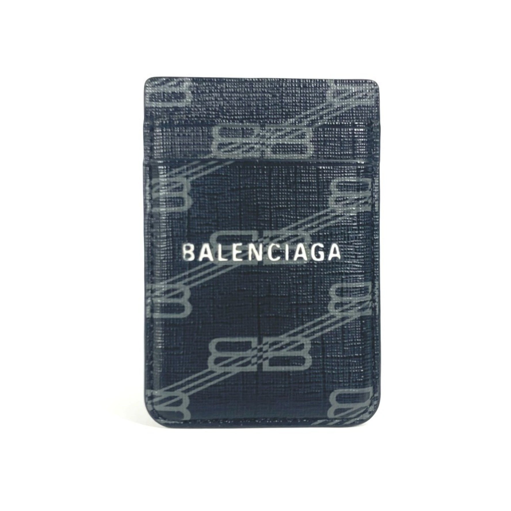 BALENCIAGA Logo Magsafe Business Card Holder Pass Case Holder/Card Leather Men's Women's Black