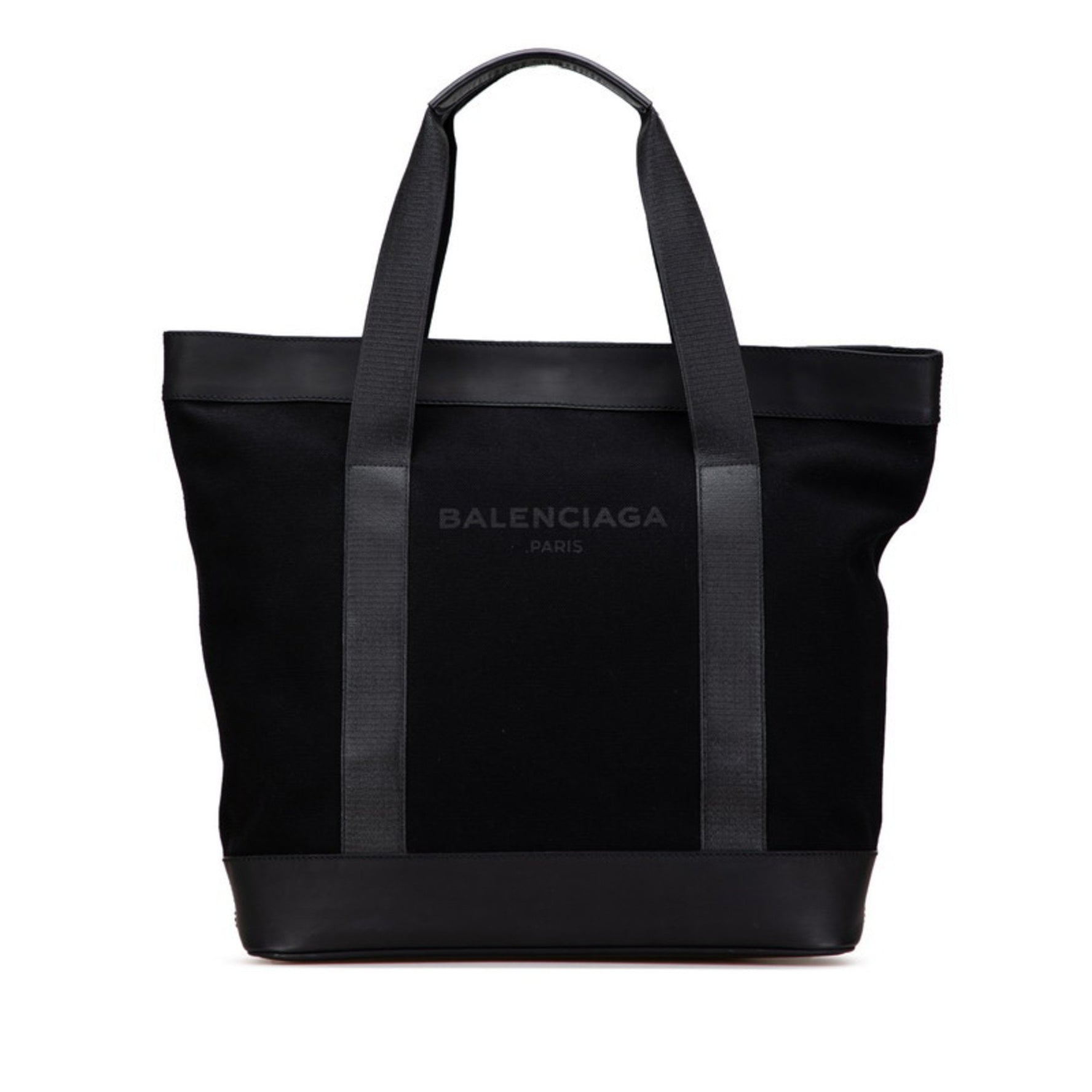 Balenciaga Navy Tote Bag Canvas and Leather