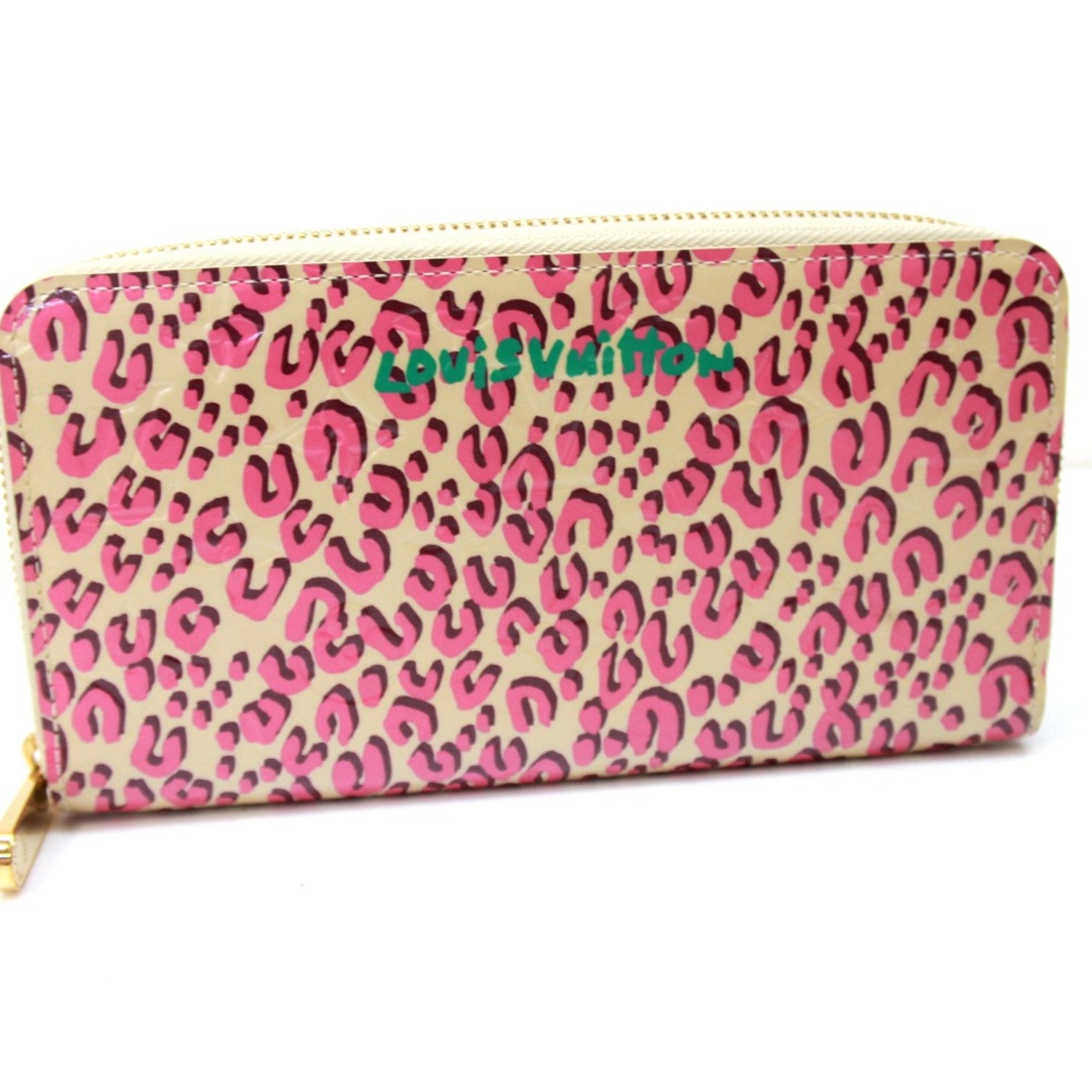 Louis Vuitton Vernis Leopard Zip Around Long Wallet Long Wallet Blanc Corail