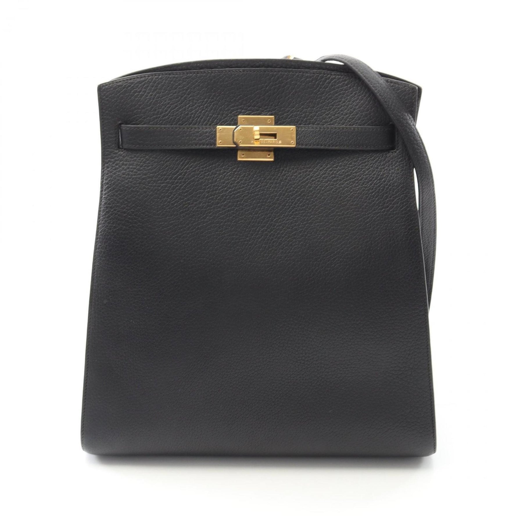 Hermes Hermès Kelly Sport GM Shoulder Bag, Leather, Ardennes, Women's, Black