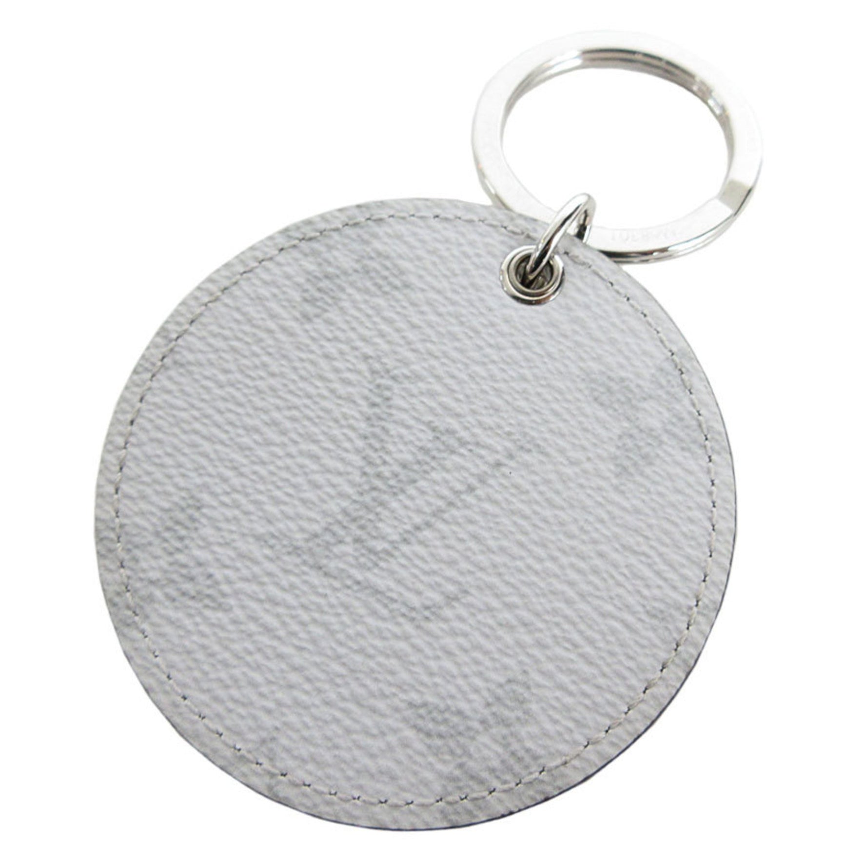 Louis Vuitton Charm Monogram Portocle Round Key Ring Coated Canvas Metal Light Gray Silver Men's