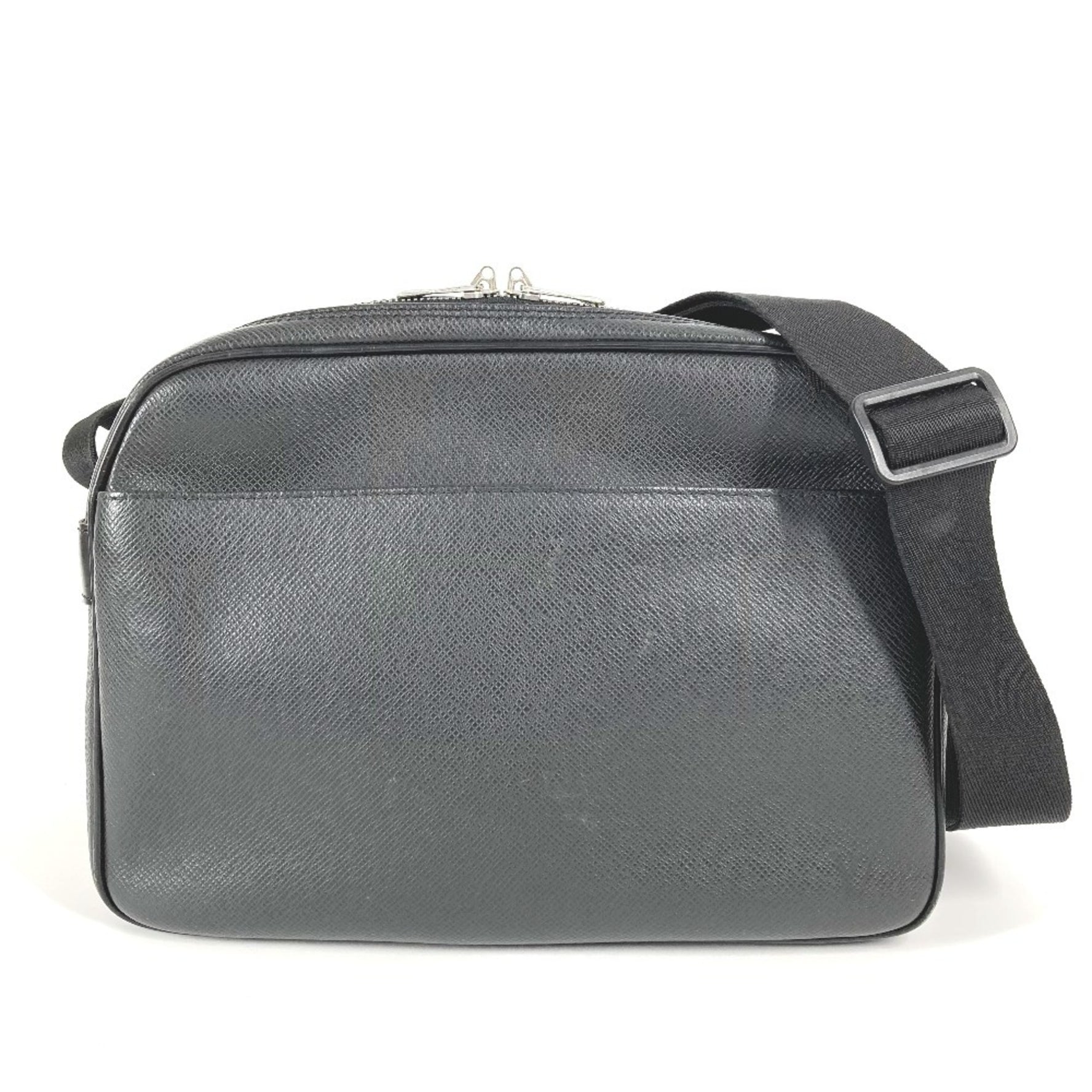 Louis Vuitton Taiga Reporter PM Bag, Crossbody Shoulder Leather, Men's, Ardoise, Black