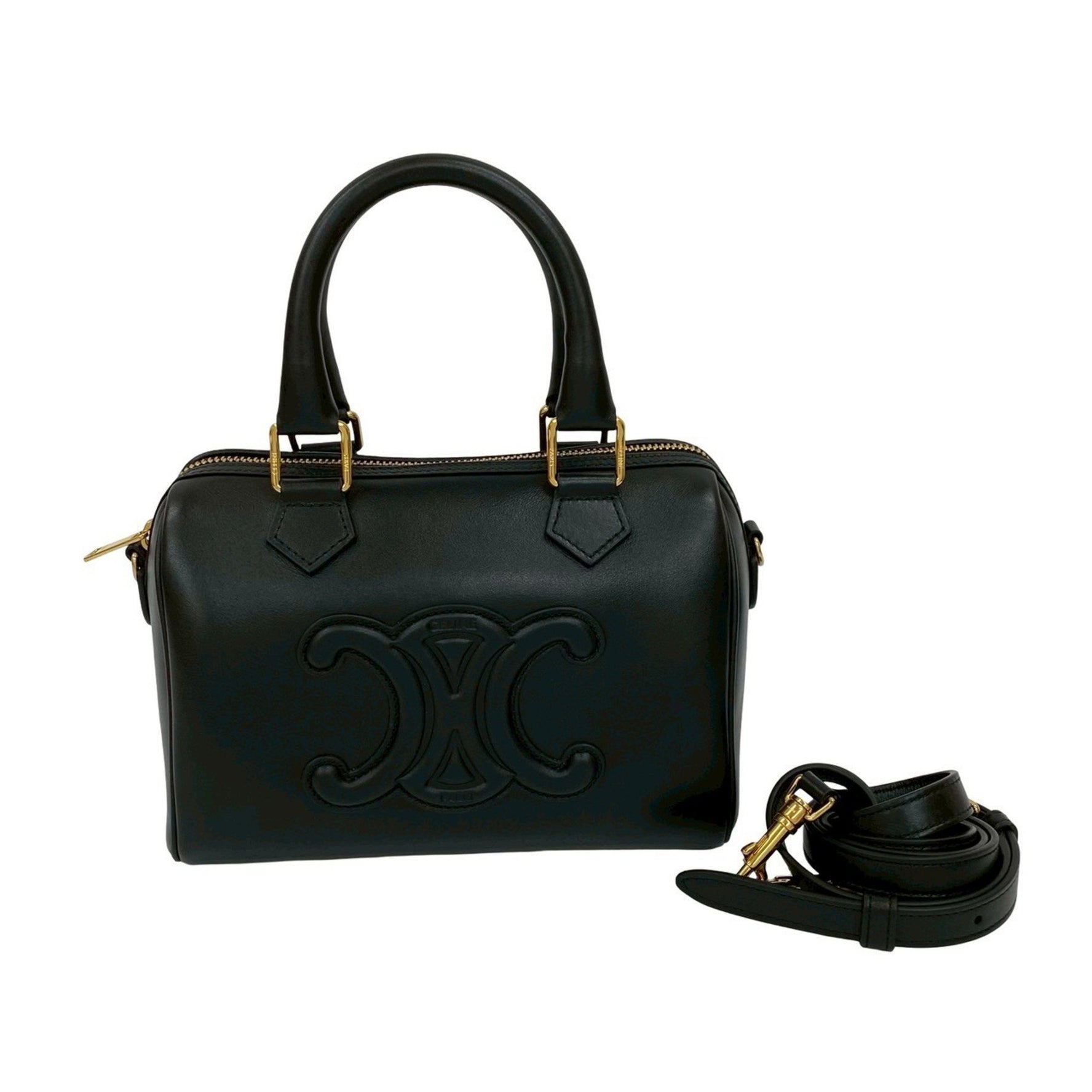 CELINE Cuir Triomphe Logo Leather Genuine Mini Handbag/Shoulder Bag 995-9