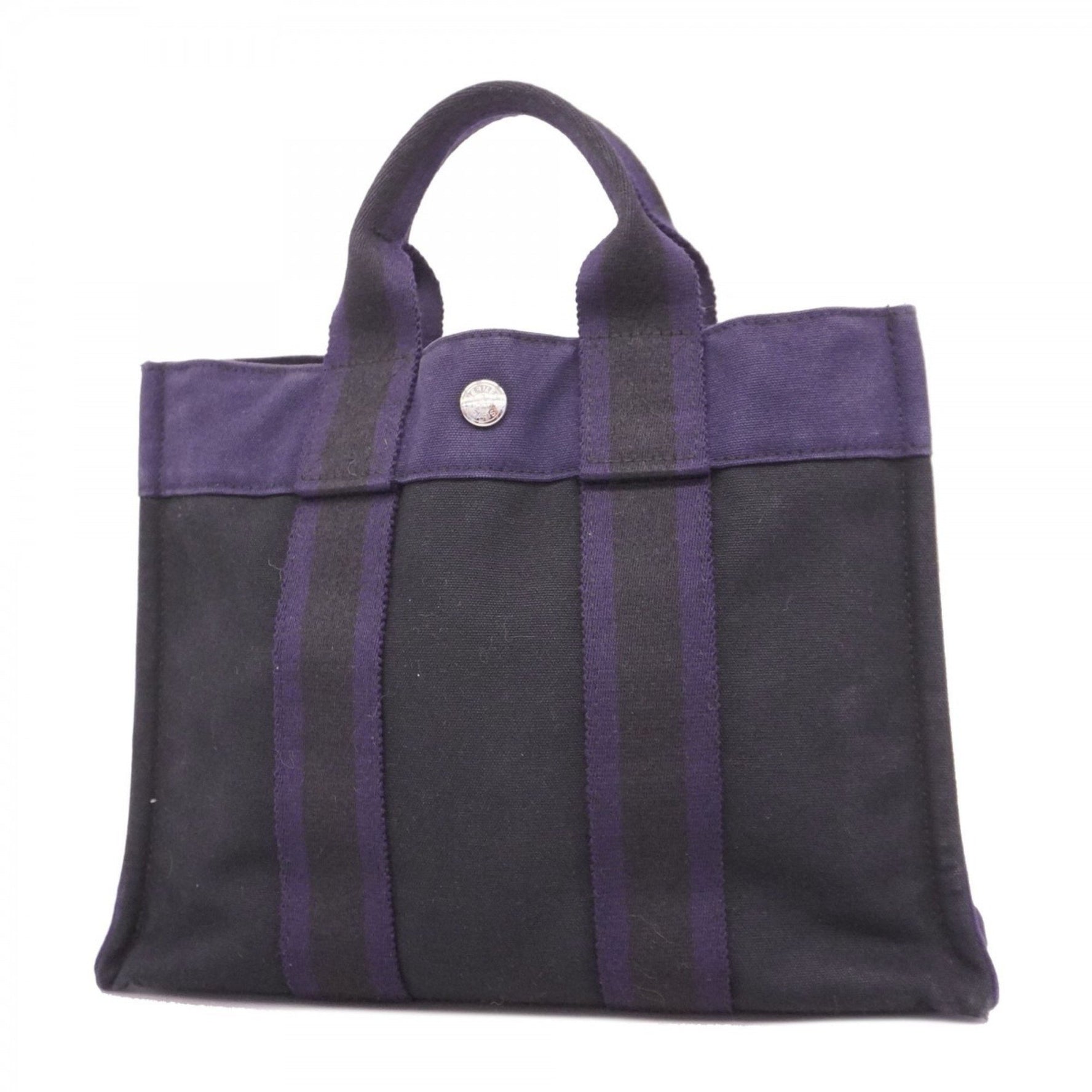 Hermes Handbag Foul Tou PM Canvas Navy Black Women's