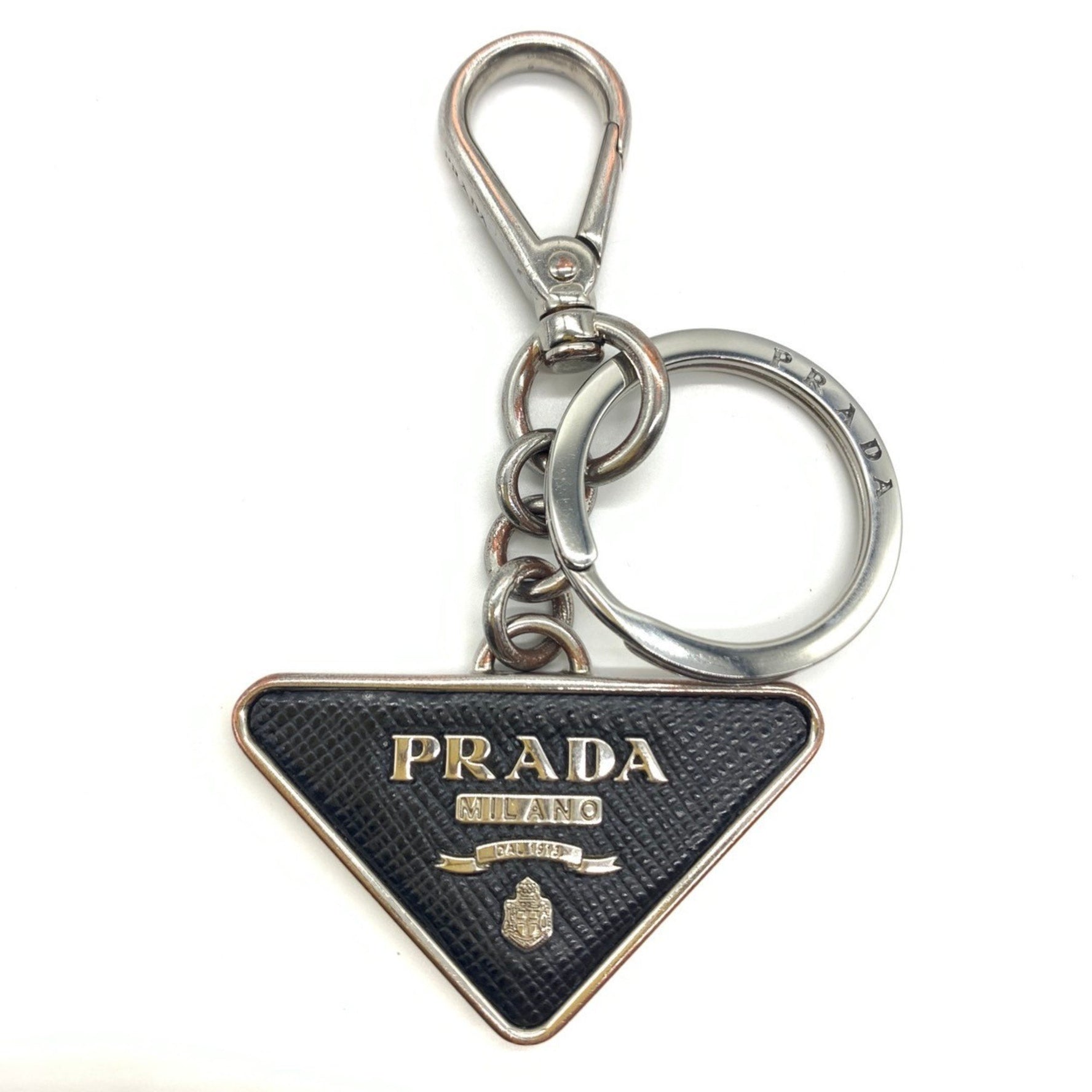 Prada Key Ring Holder Saffiano Men's Women's Triangle 2PP080 053 PRADA