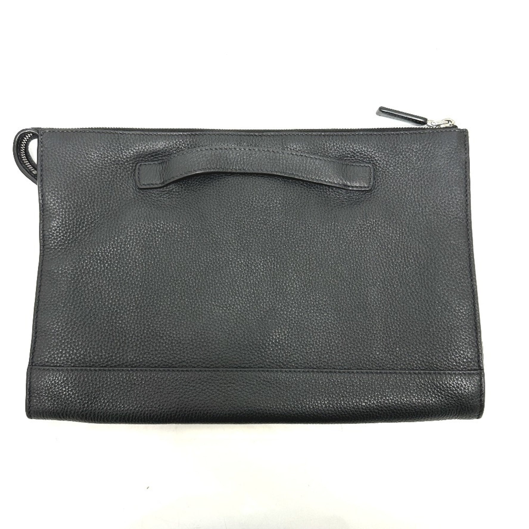 PRADA Triangle Plate Leather Clutch Bag