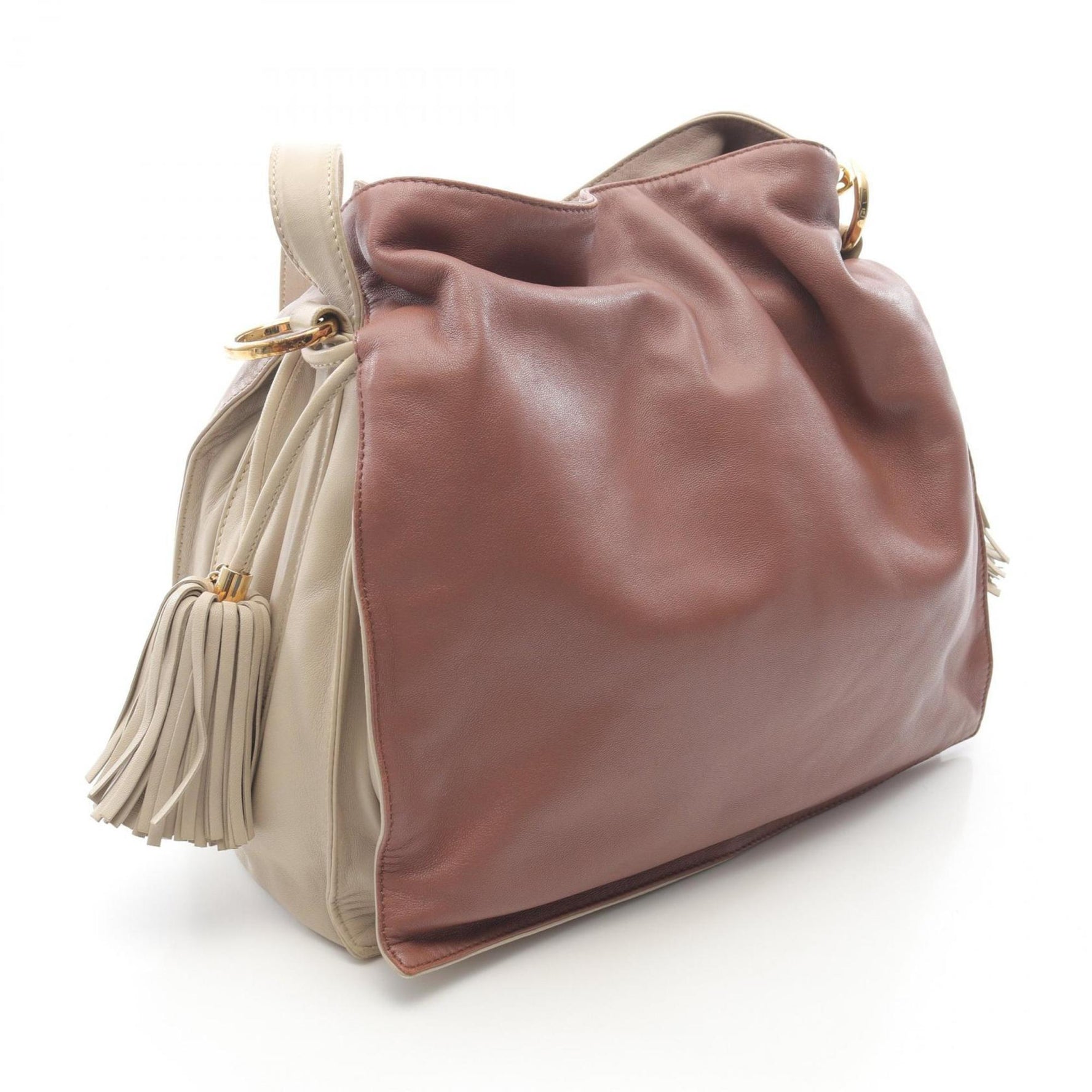 LOEWE Flamenco Shoulder Bag, Leather, Beige and Pink
