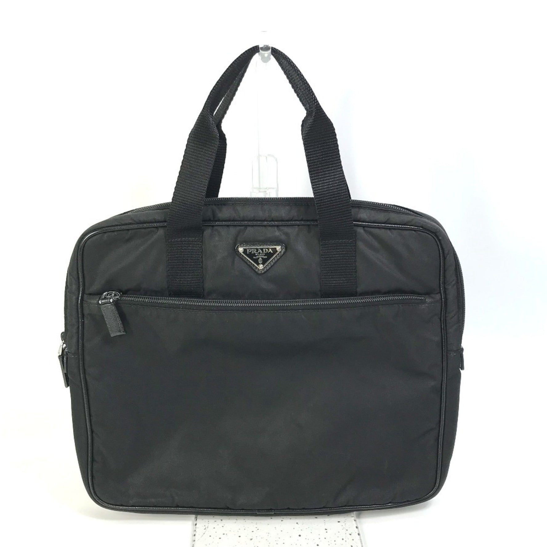 PRADA Triangle Logo Plate Handbag, PC Bag, Computer Case, Business Nylon, Men's