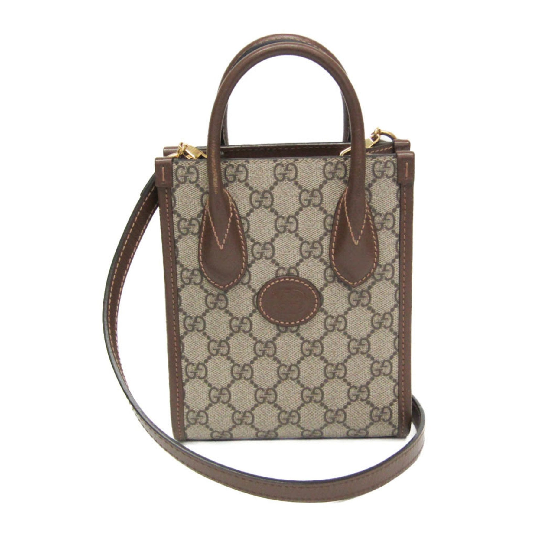 Gucci Interlocking G Leather,GG Supreme Handbag,Shoulder Bag Beige,Brown