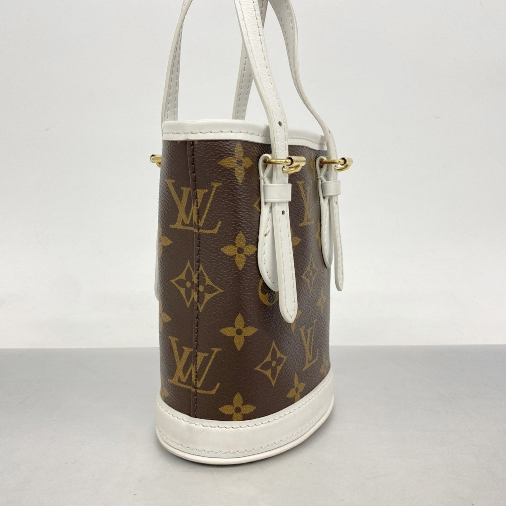 Louis Vuitton Monogram LV Match Nano Bucket Handbag Brown and White Bag