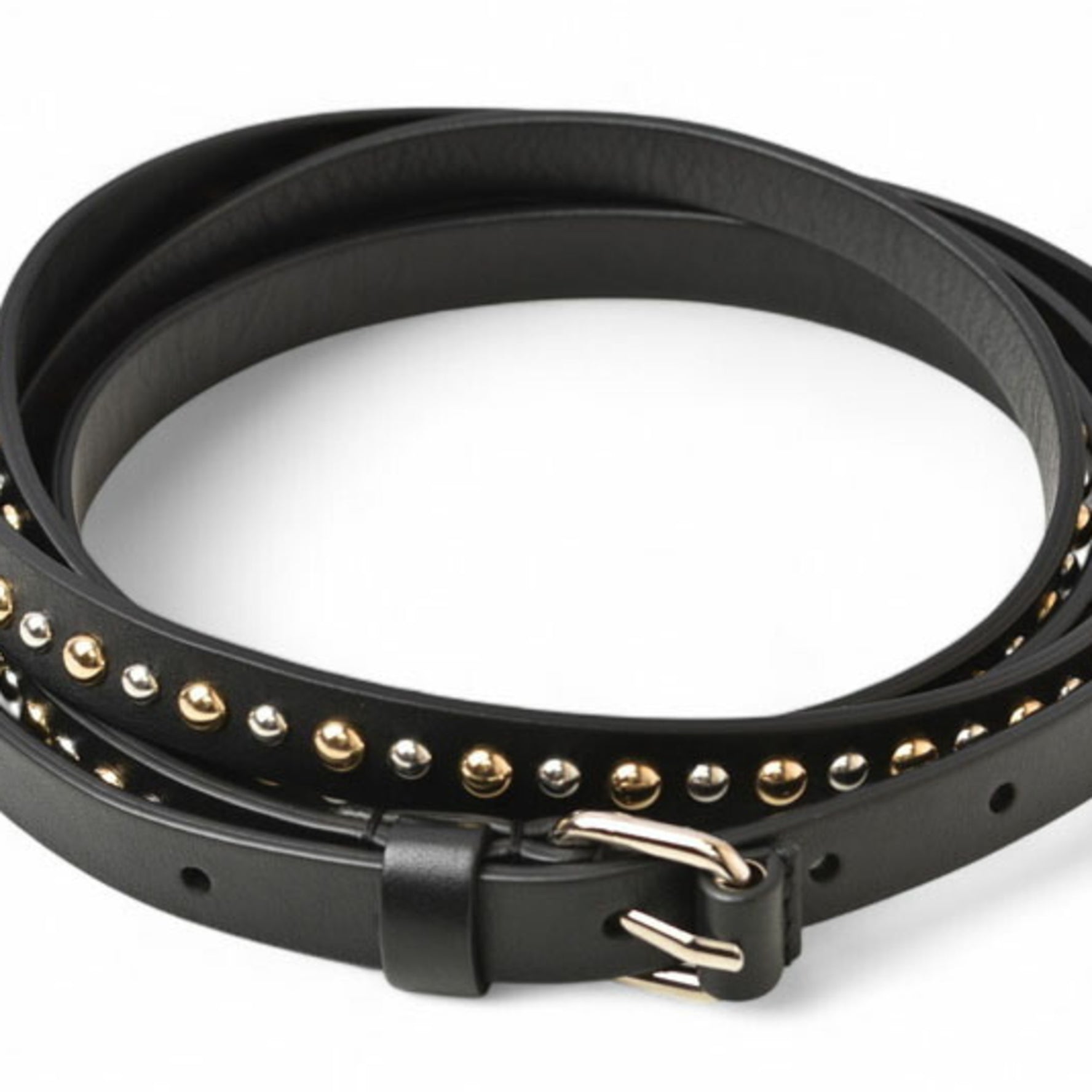 Givenchy Belt Studded Double Leather Unisex Men Women Genuine