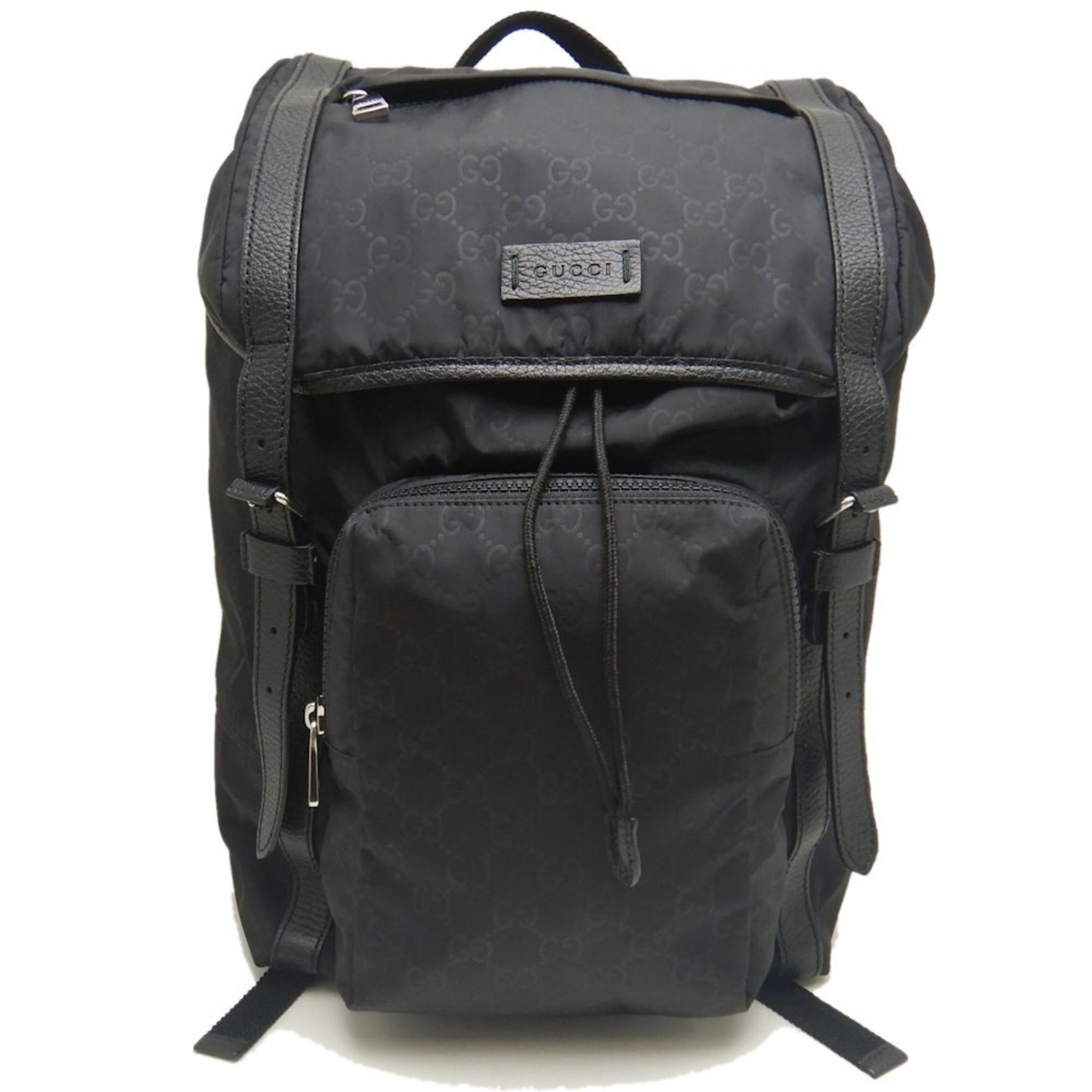 GUCCI Backpack 510336, GG Nylon and Leather, Black, Outlet, Men's,