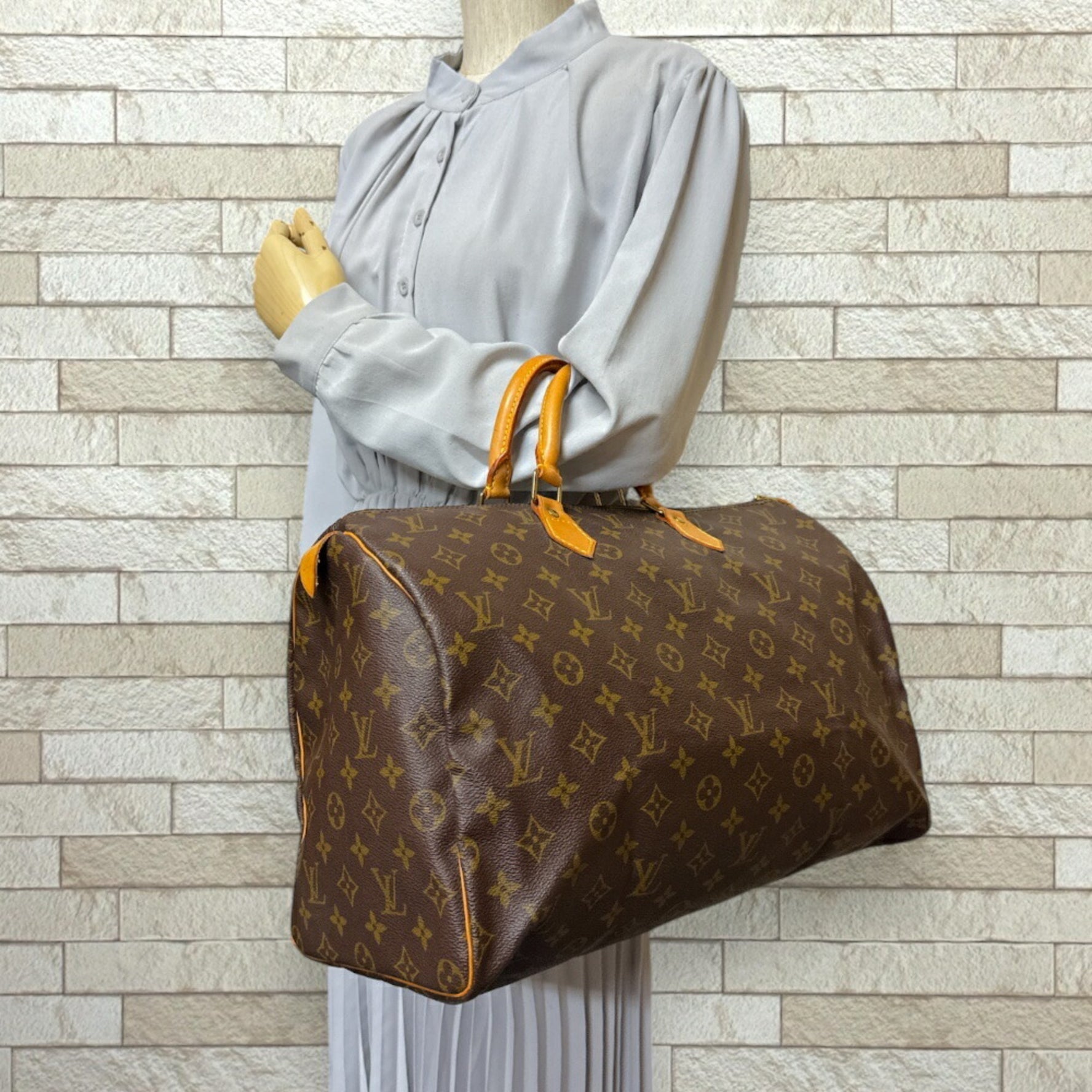 Louis Vuitton Speedy 40 Monogram Handbag Canvas Brown Women's LOUIS VUITTON