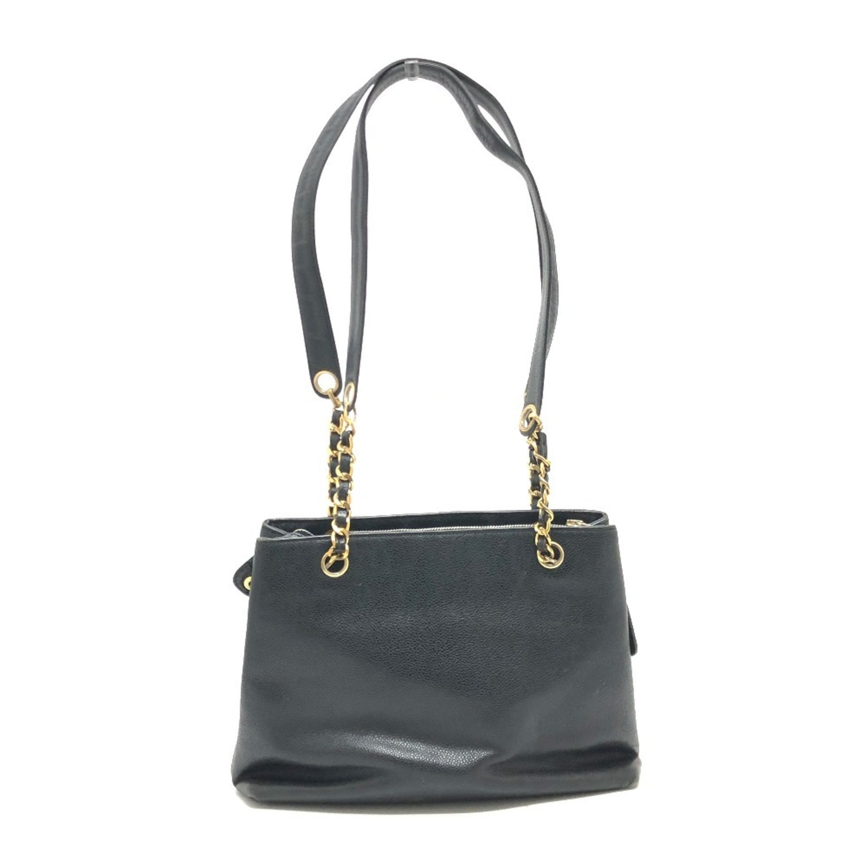 CHANEL CC Coco Mark Chain Shoulder Tote Bag Caviar Skin